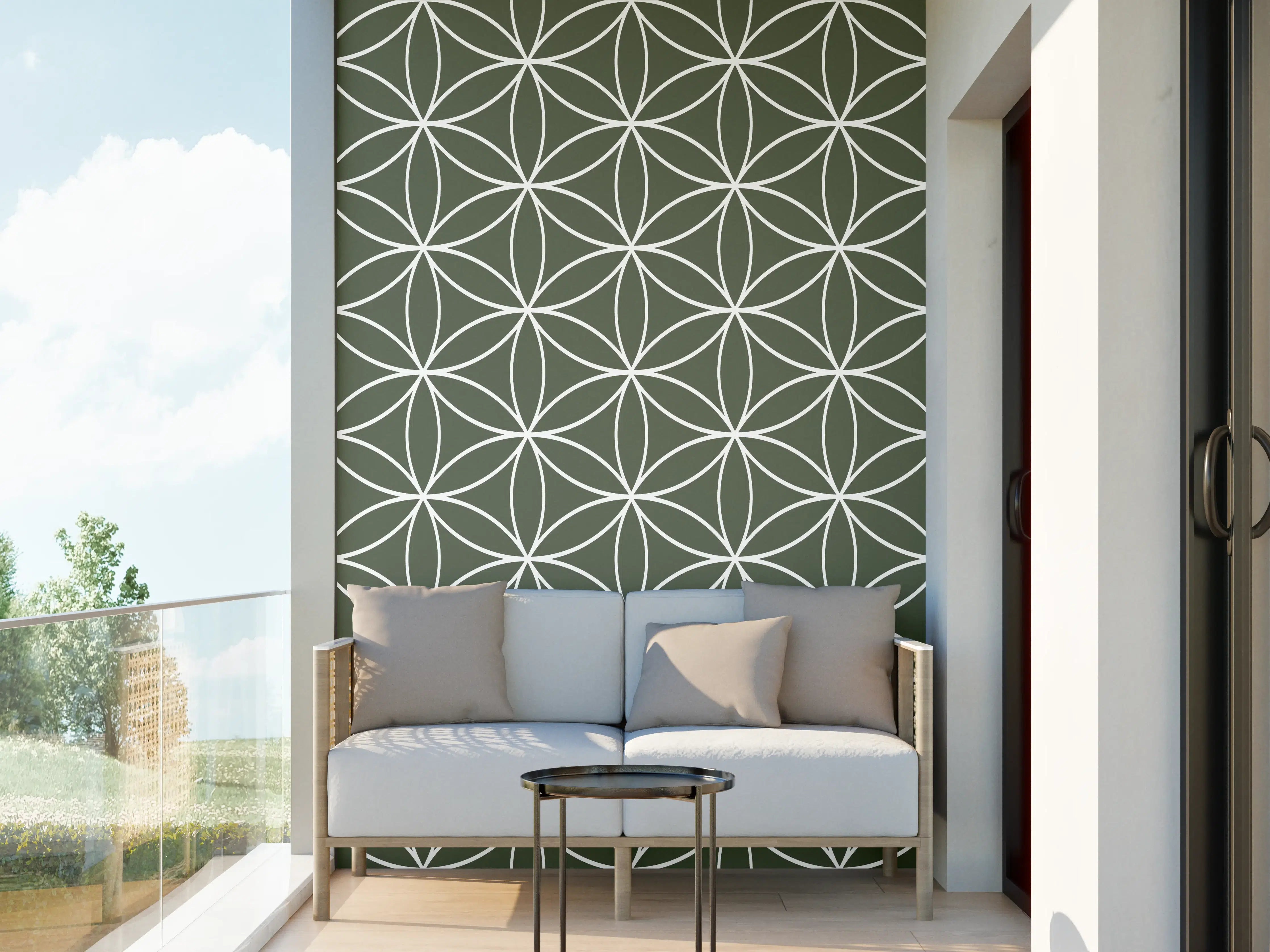 Wandverkleidung außen - Geometrische Grünvielfalt