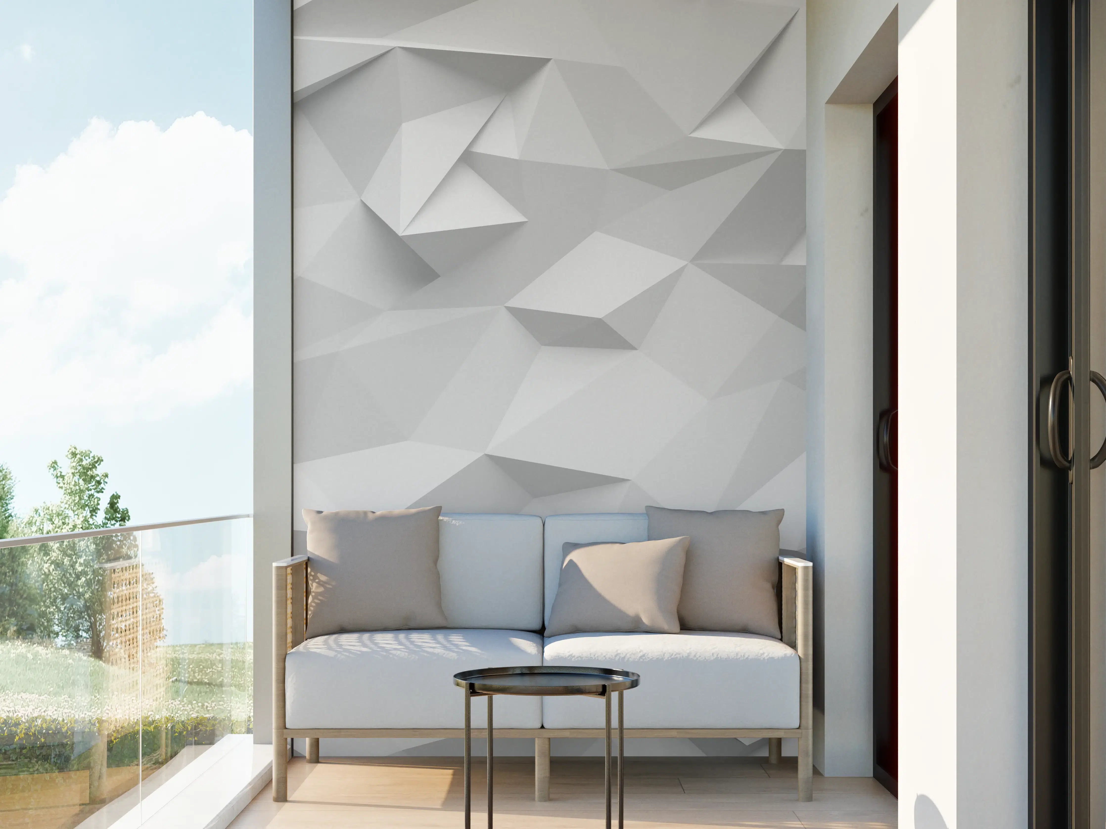 Wandverkleidung außen - Geometrische Weiß-Grau Textur
