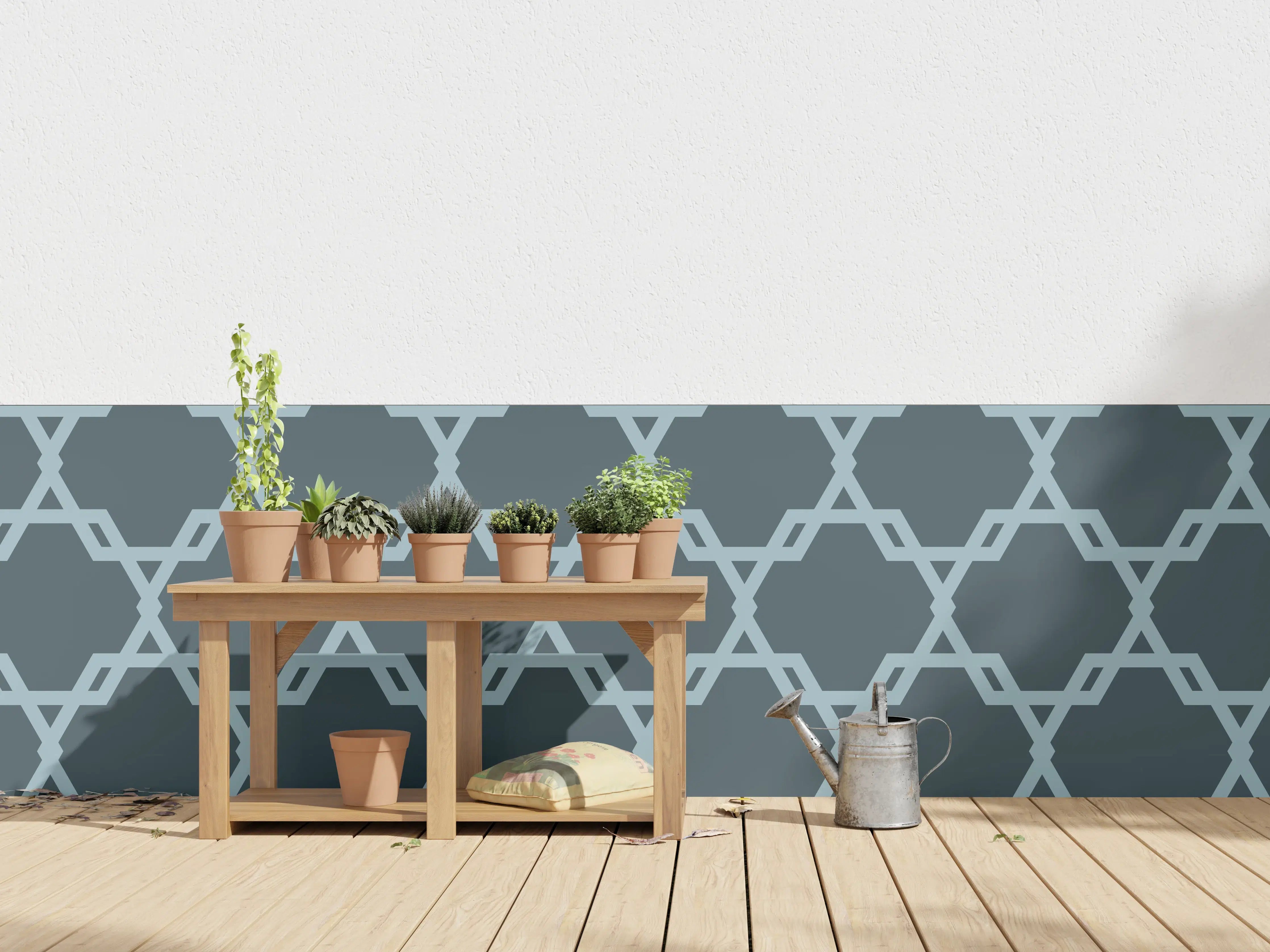 Wandverkleidung außen - Geometrisches Blaugrau Muster