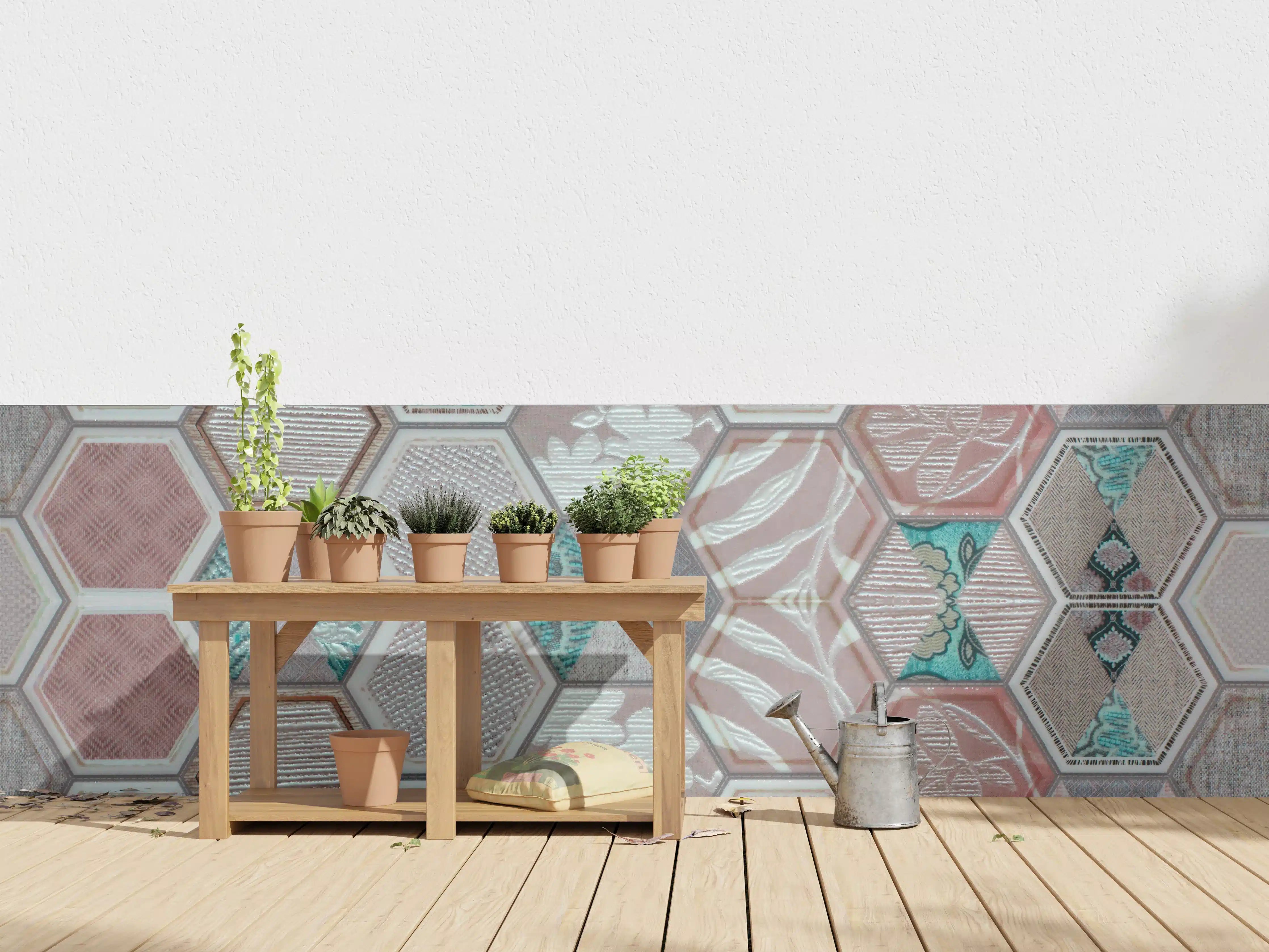 Wandverkleidung außen - Geometrisches Hexagon-Mosaikmuster