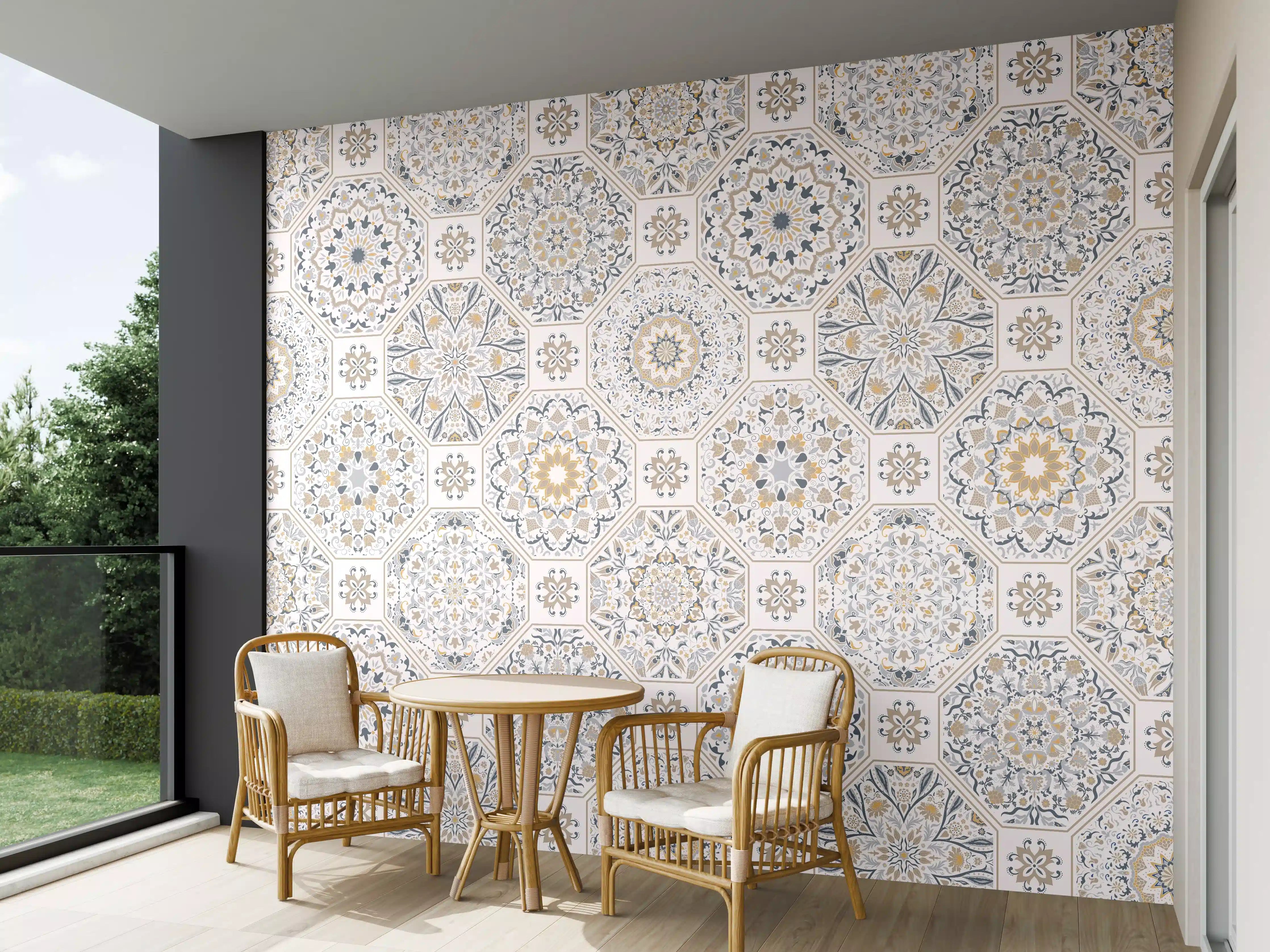 Wandverkleidung außen - Geometrisches Mosaik-Muster Beige