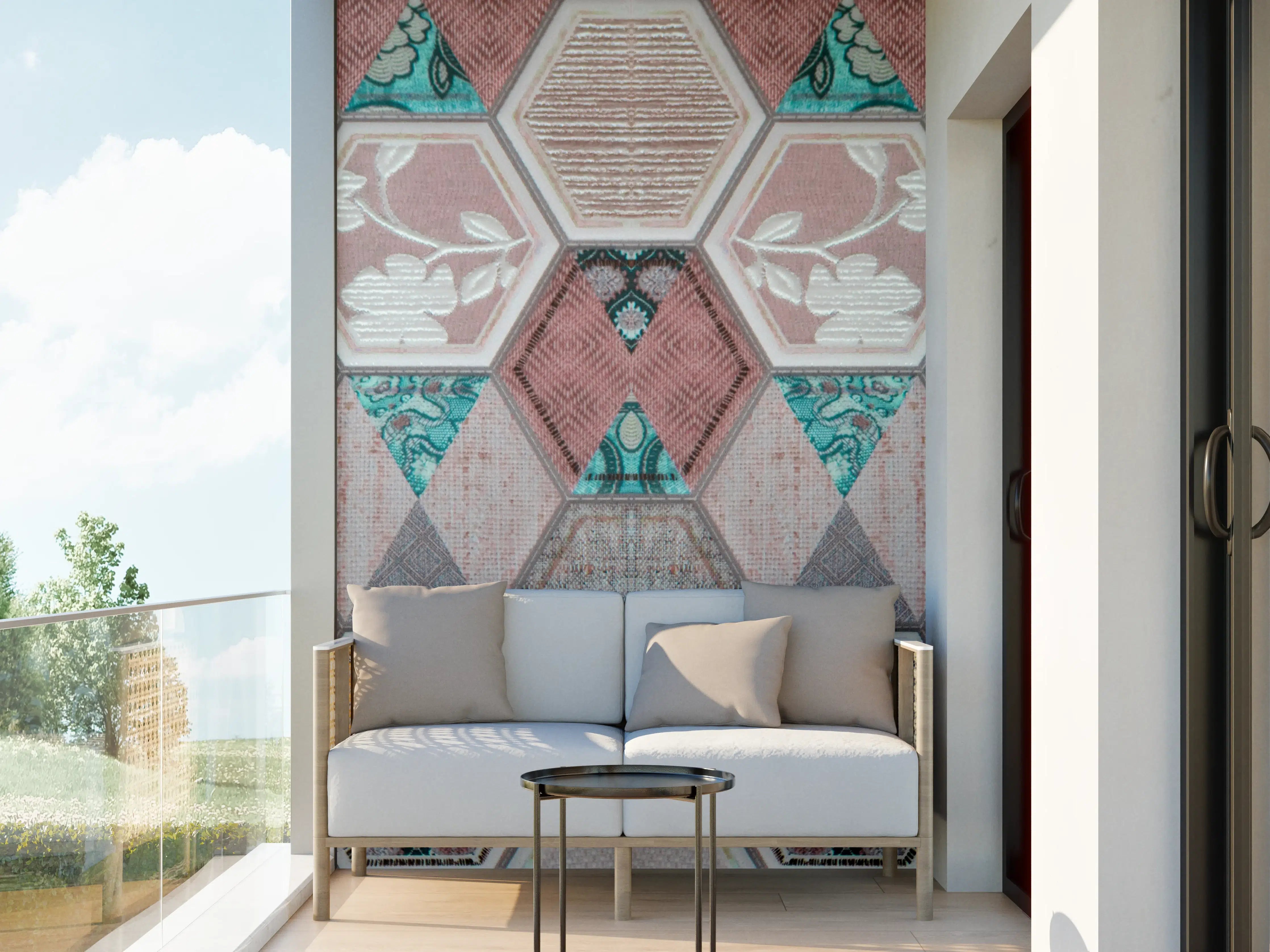 Wandverkleidung außen - Geometrisches Muster Pastell