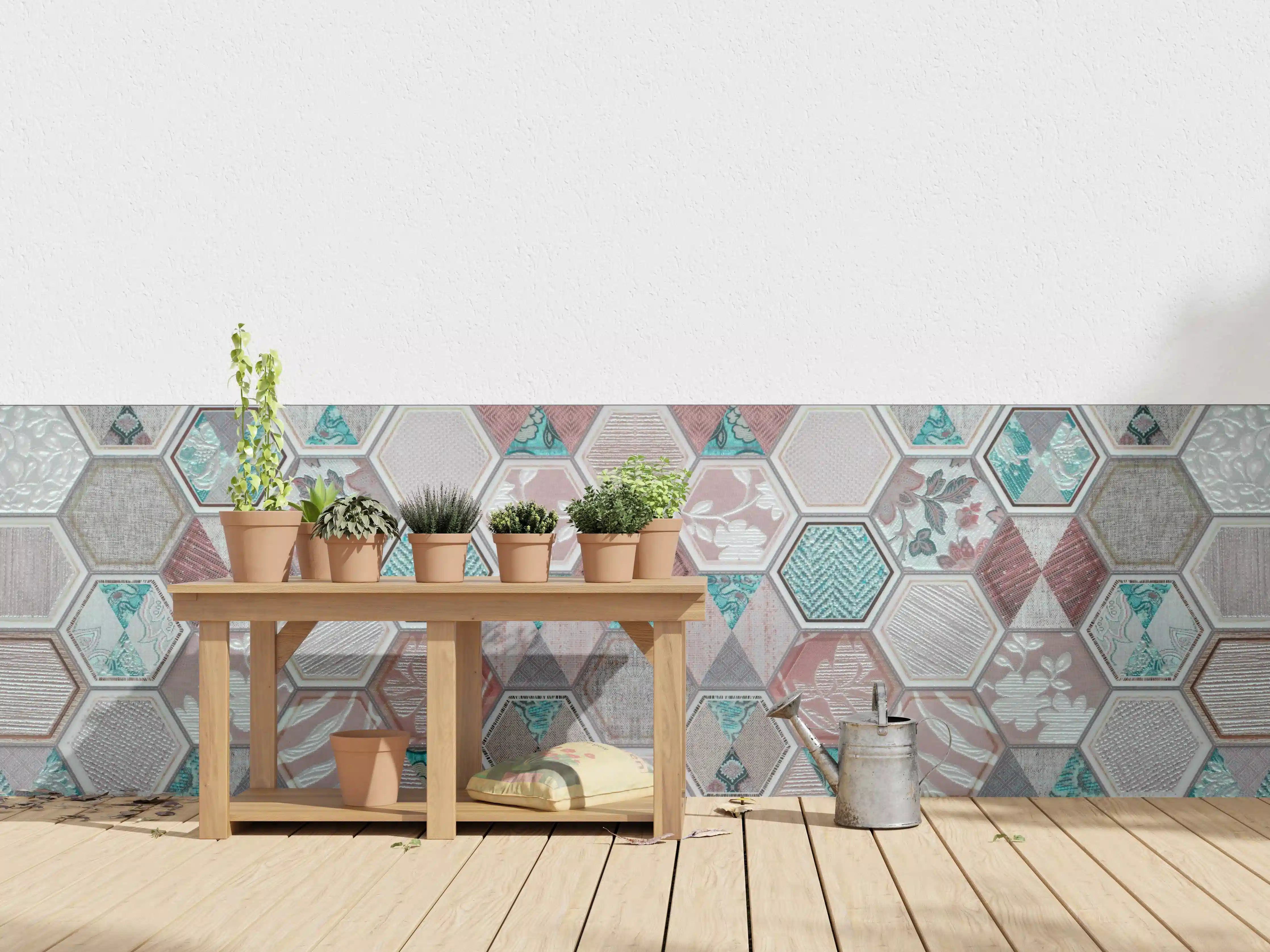 Wandverkleidung außen - Geometrisches Muster Pastell