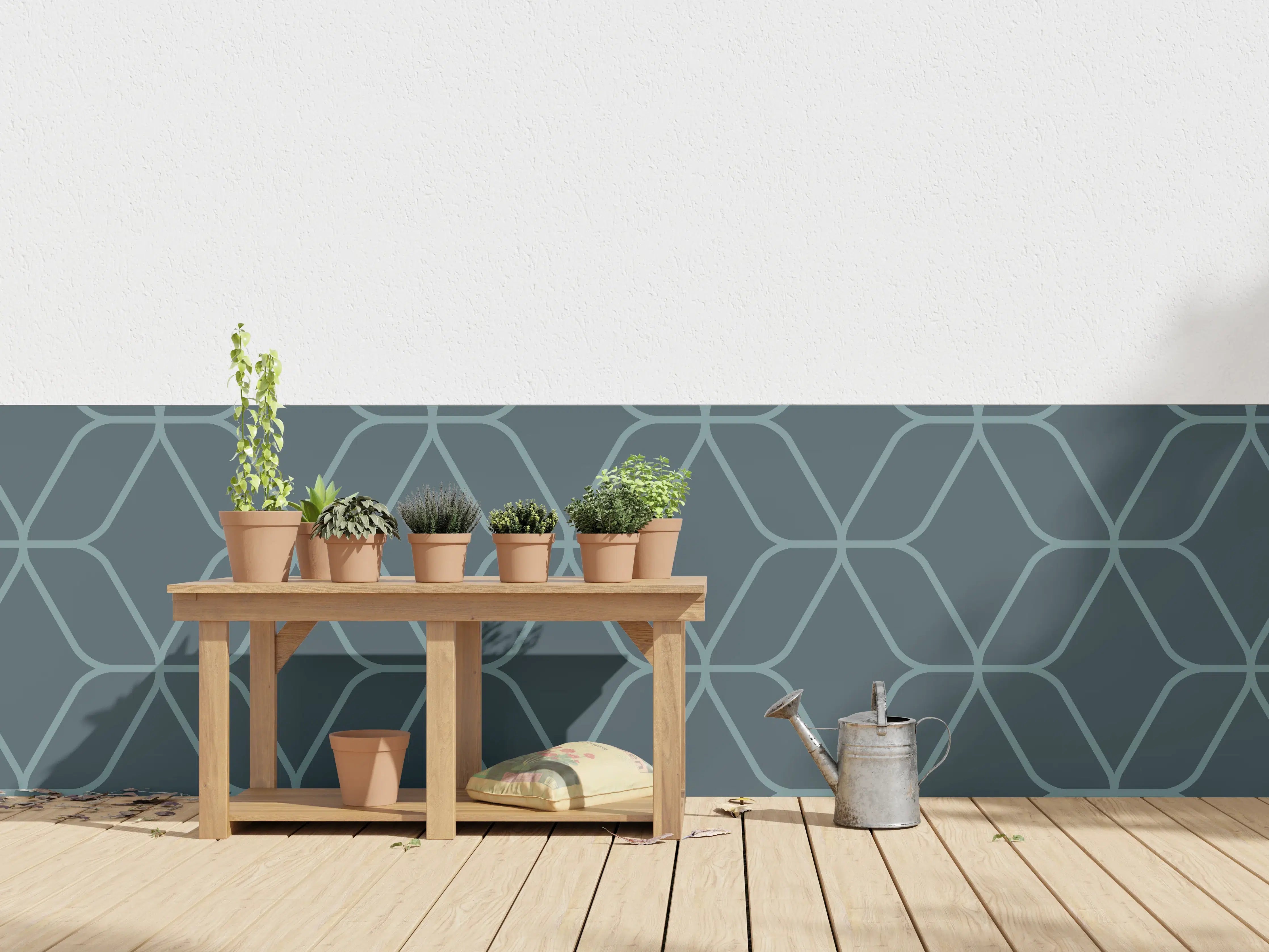 Wandverkleidung außen - Geometrisches Muster in Blau