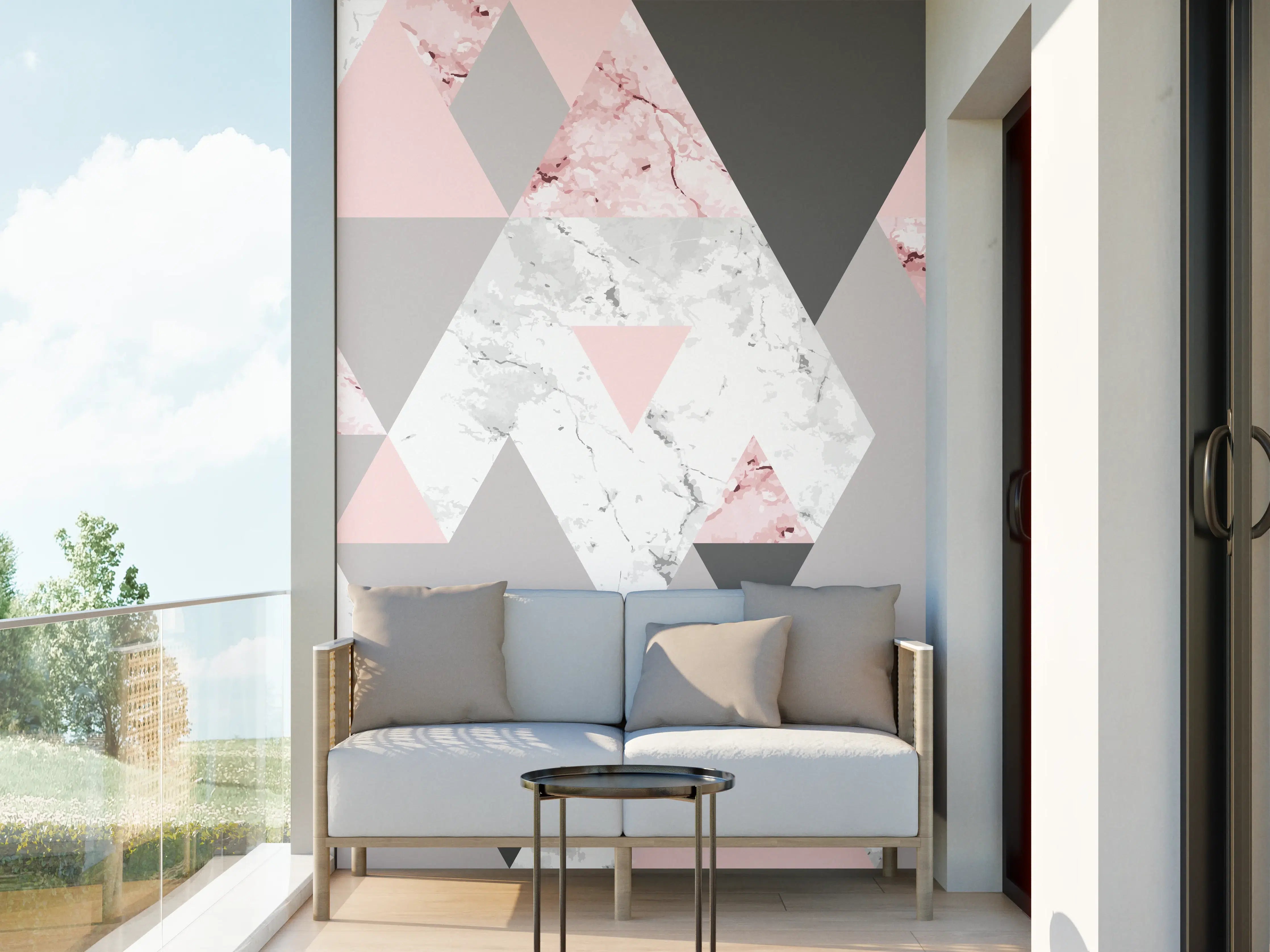 Wandverkleidung außen - Geometrisches Rosa-Grau-Muster