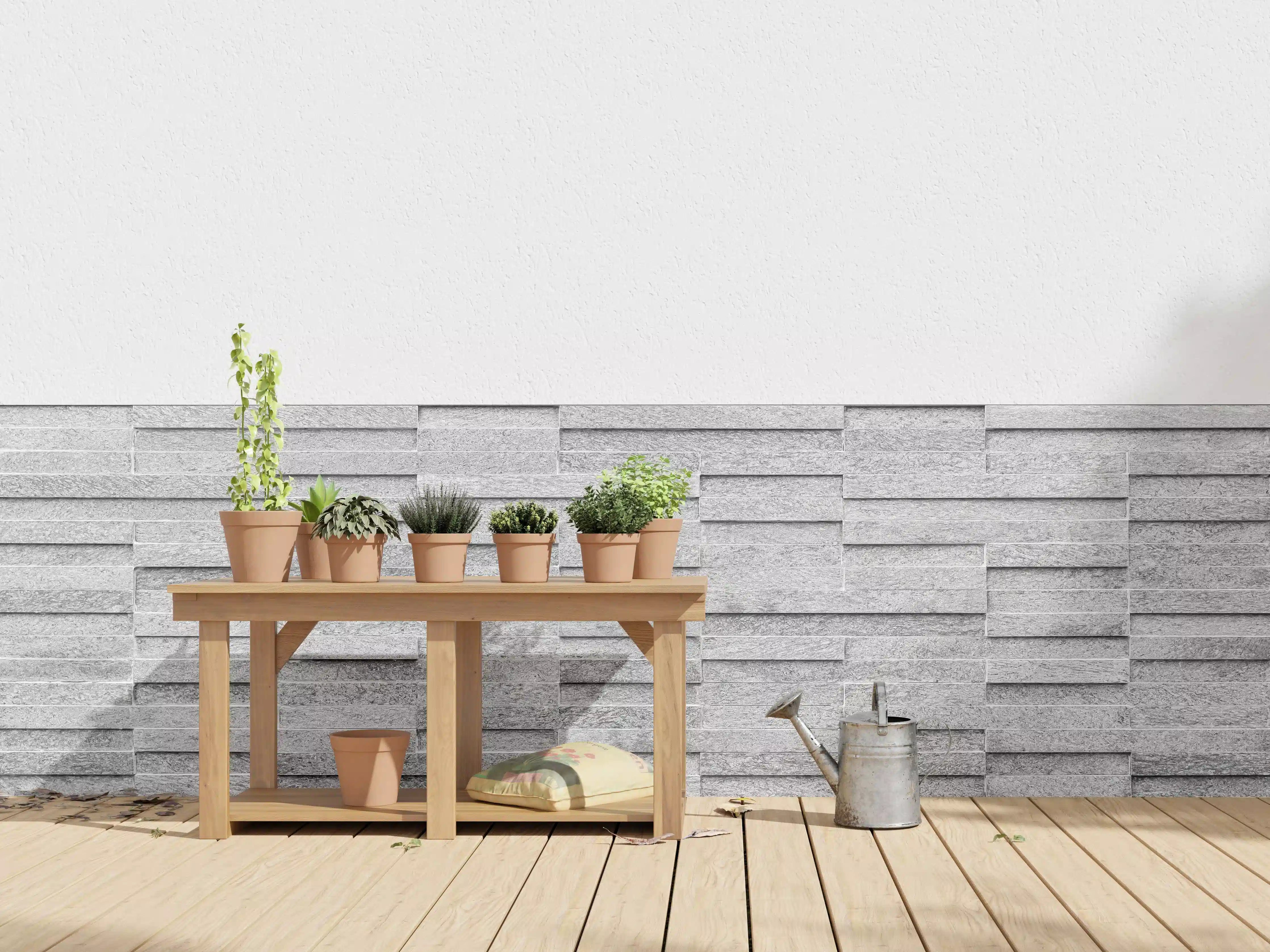 Wandverkleidung außen - Geriffelte gräuliche Backsteinmauer