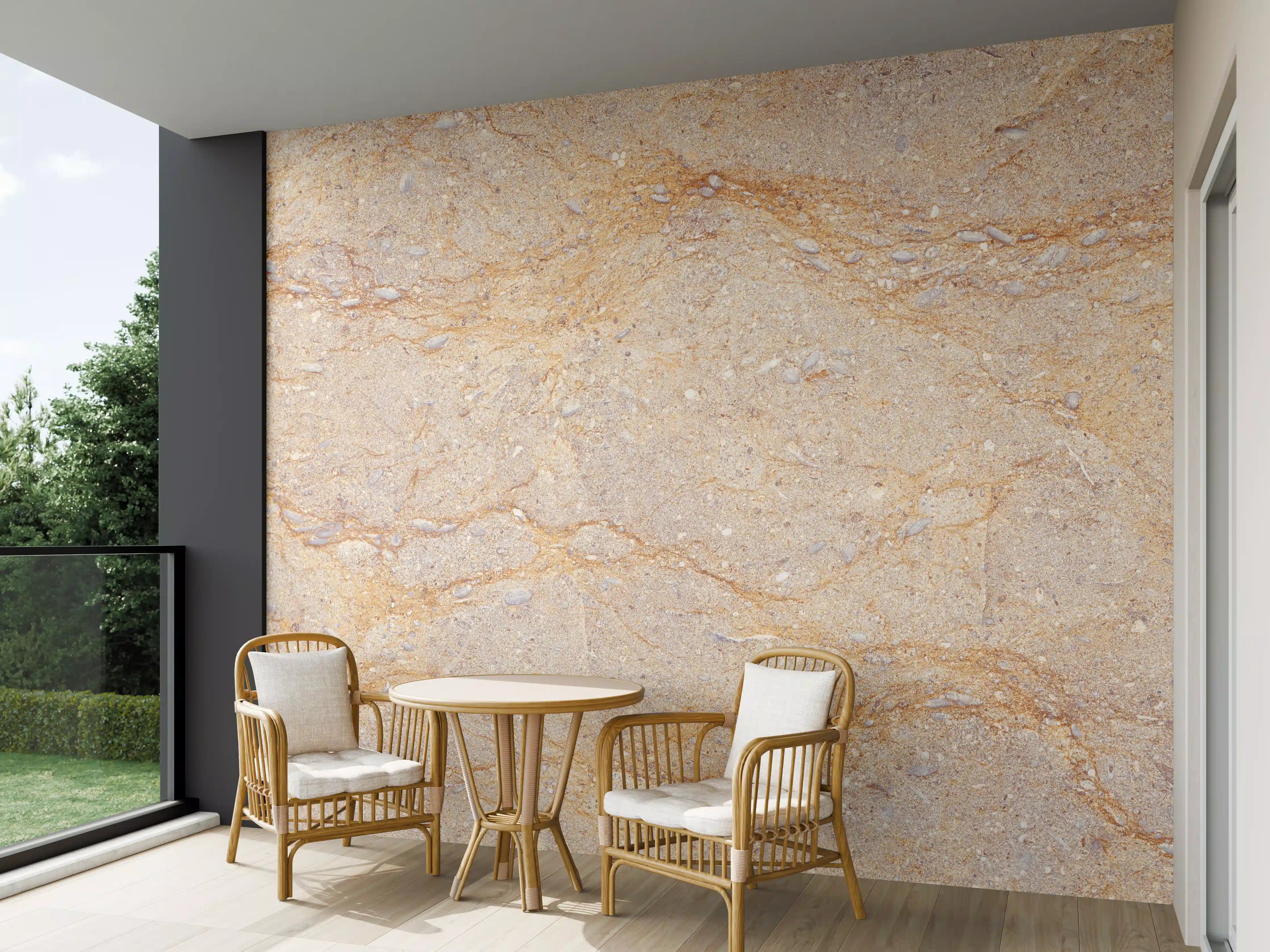 Wandverkleidung außen - Getünchte braune Marmorstruktur