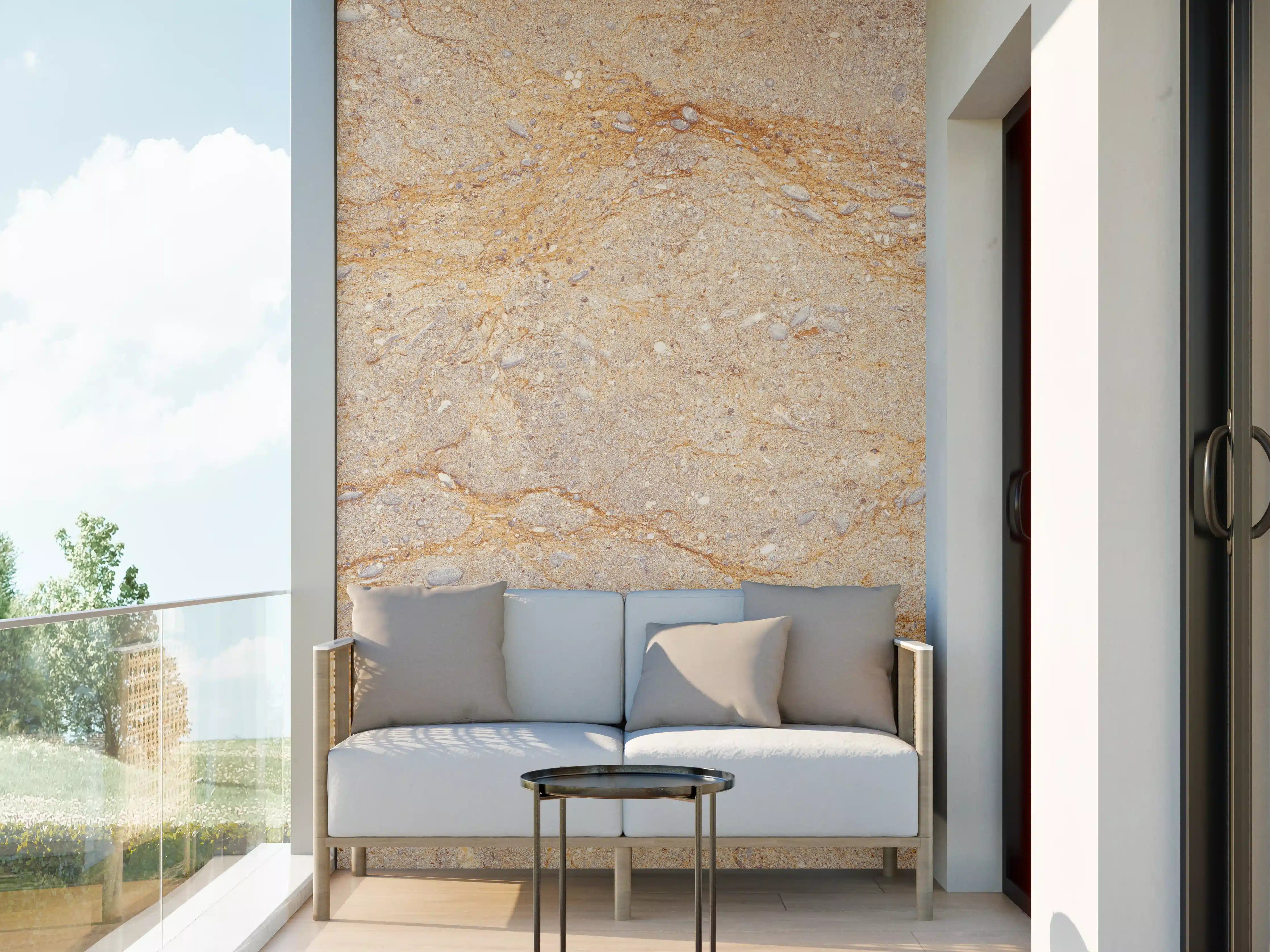 Wandverkleidung außen - Getünchte braune Marmorstruktur