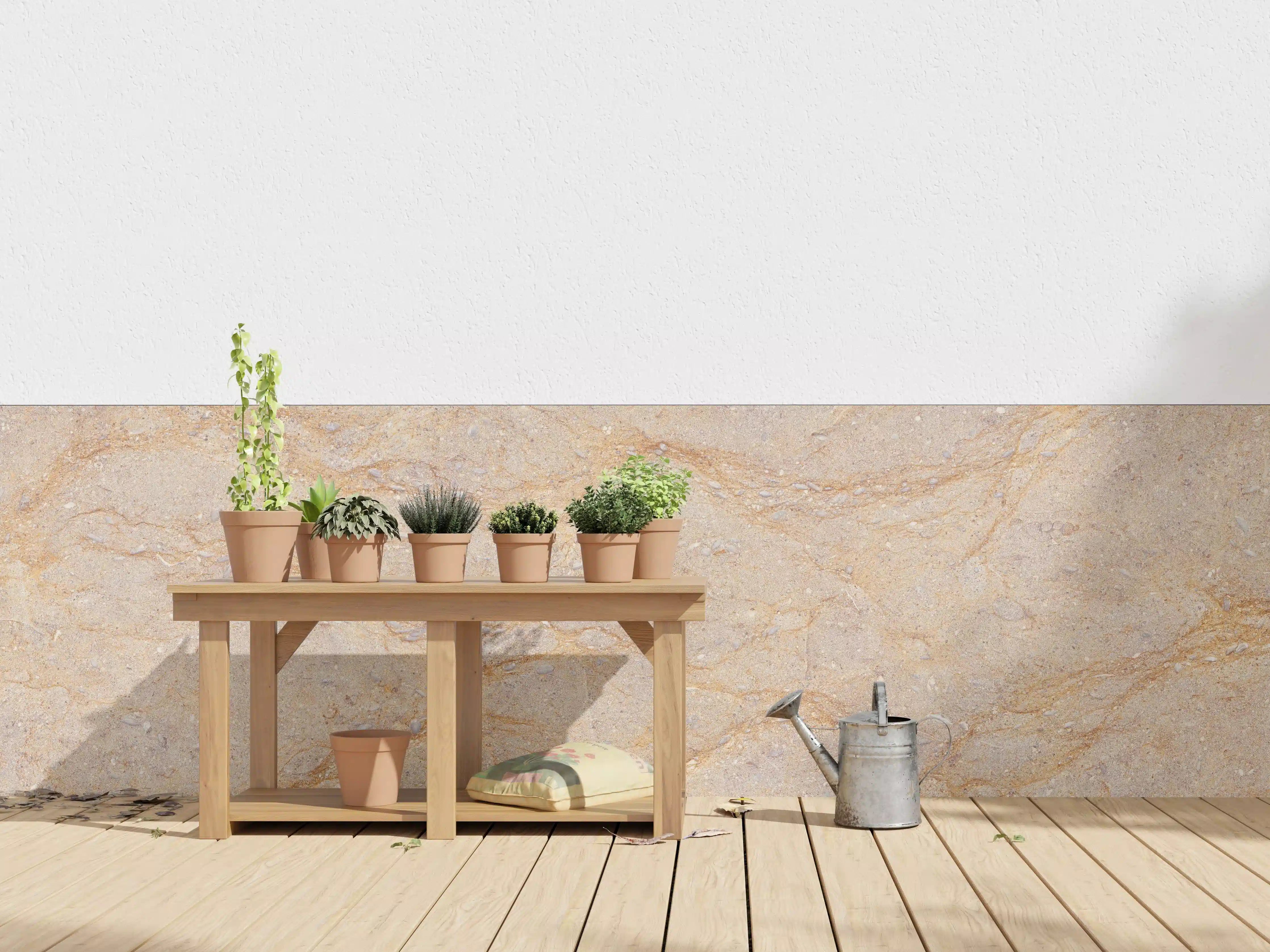 Wandverkleidung außen - Getünchte braune Marmorstruktur