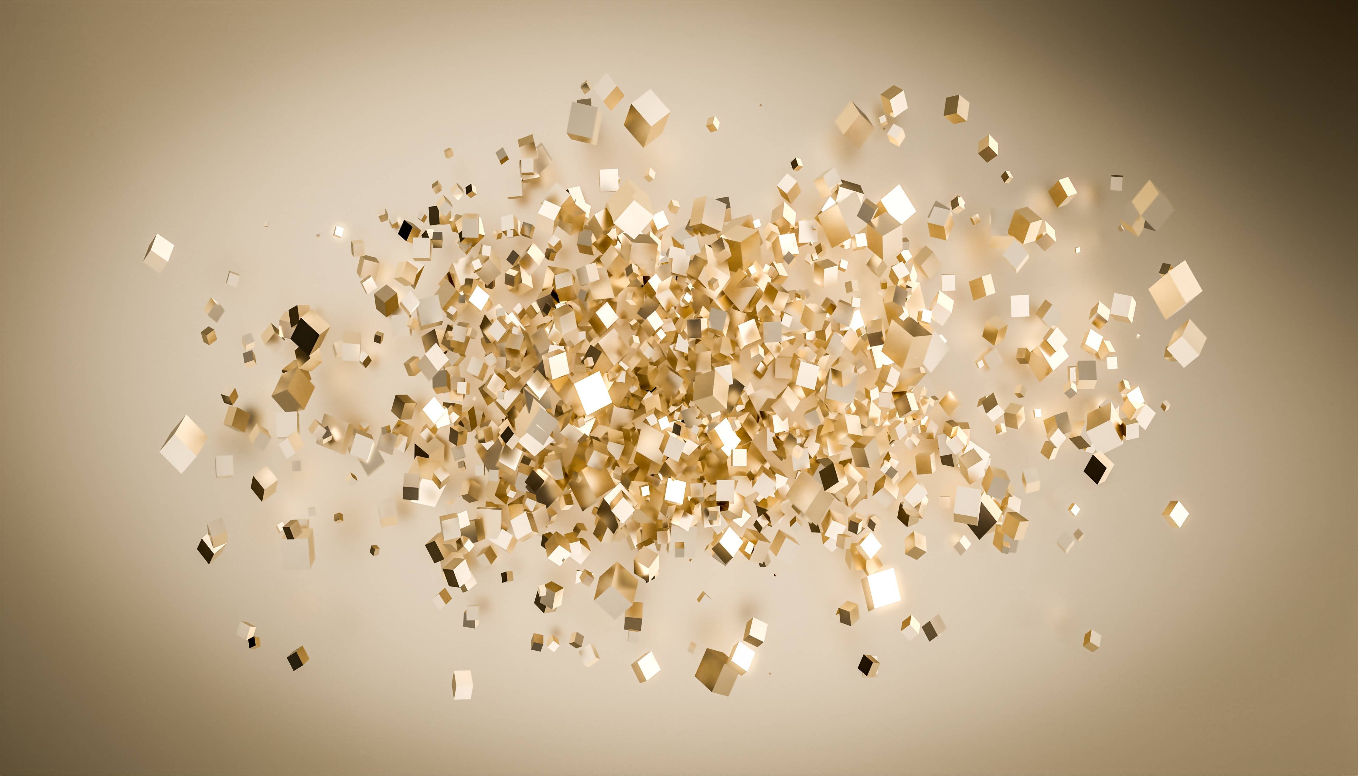Wandverkleidung außen-Glänzende Goldwürfel 3D