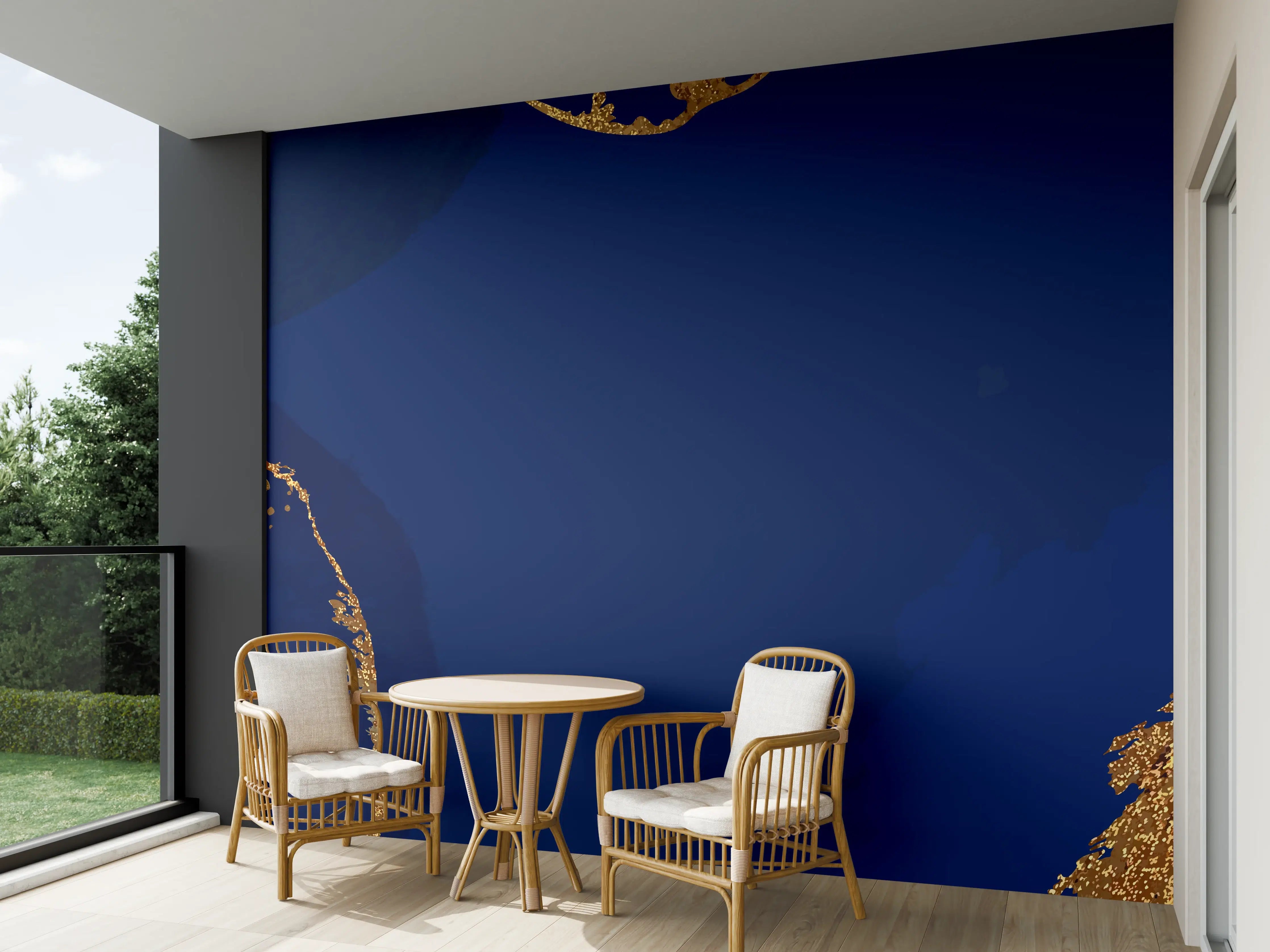 Wandverkleidung außen - Gold-Blauer Abstrakter Entwurf