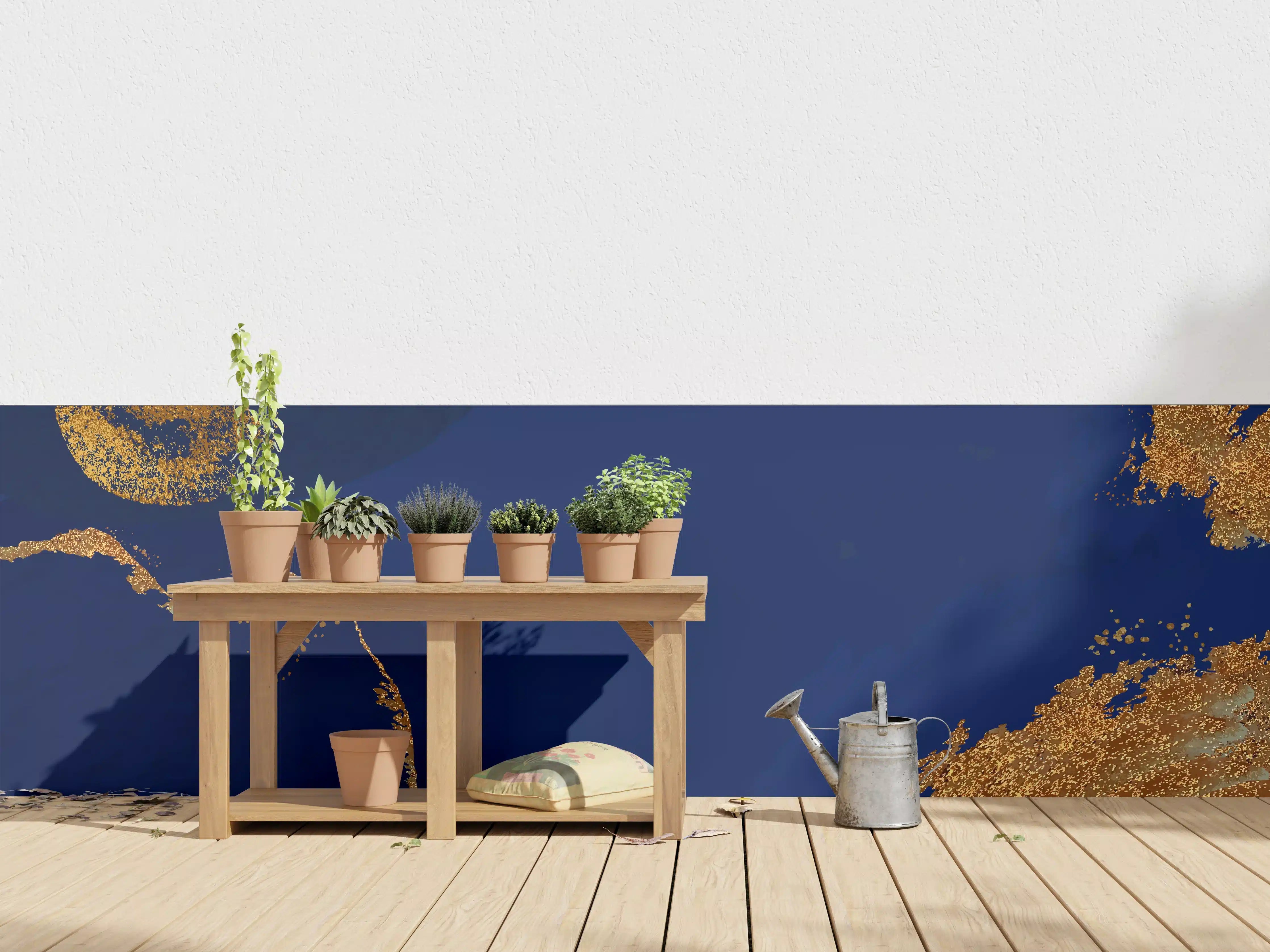 Wandverkleidung außen - Gold-Blauer Abstrakter Entwurf