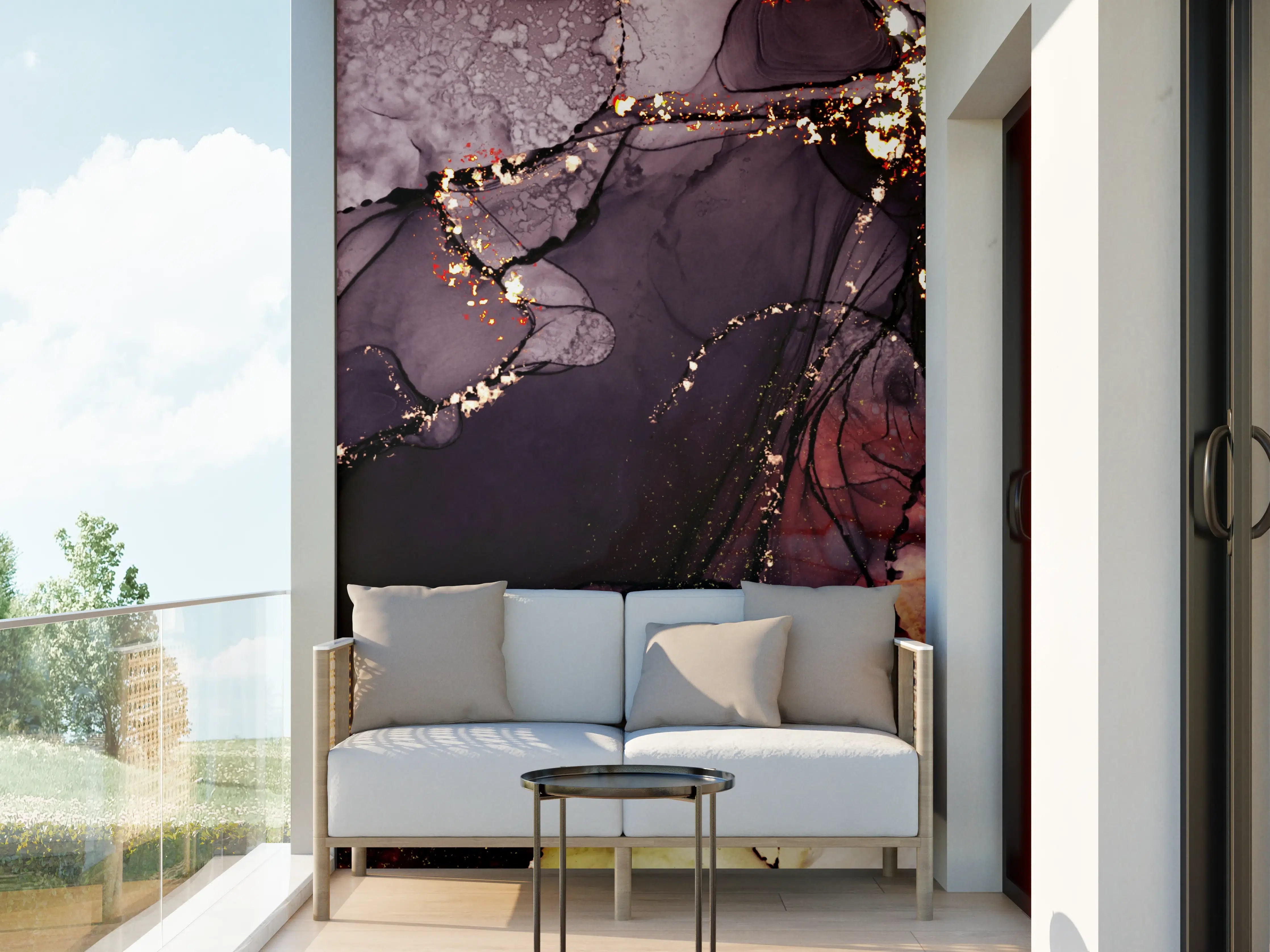 Wandverkleidung außen - Gold-Schimmer Fluid Art Design