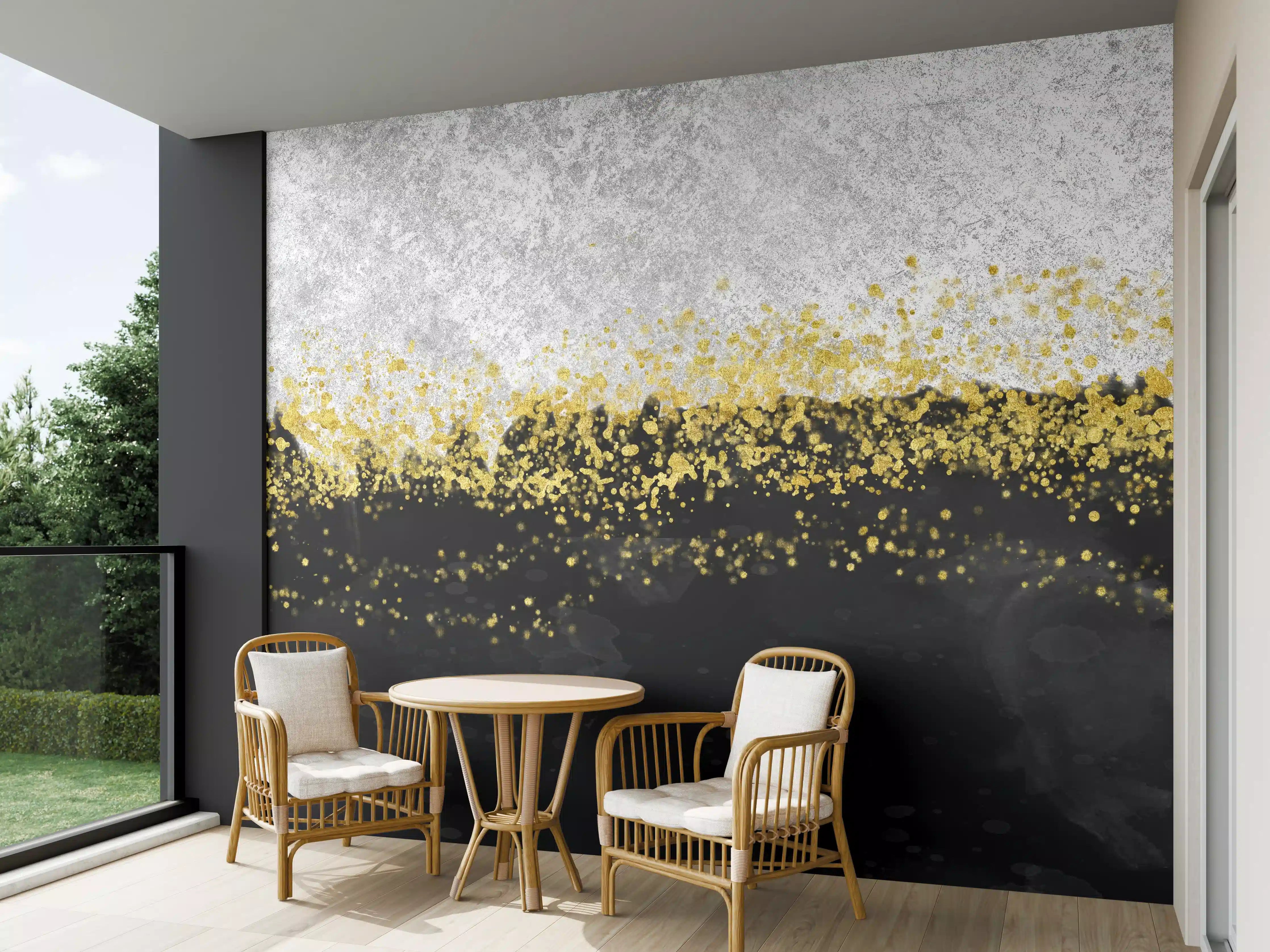 Wandverkleidung außen - Gold-Schwarz-Weiß Resin Geode