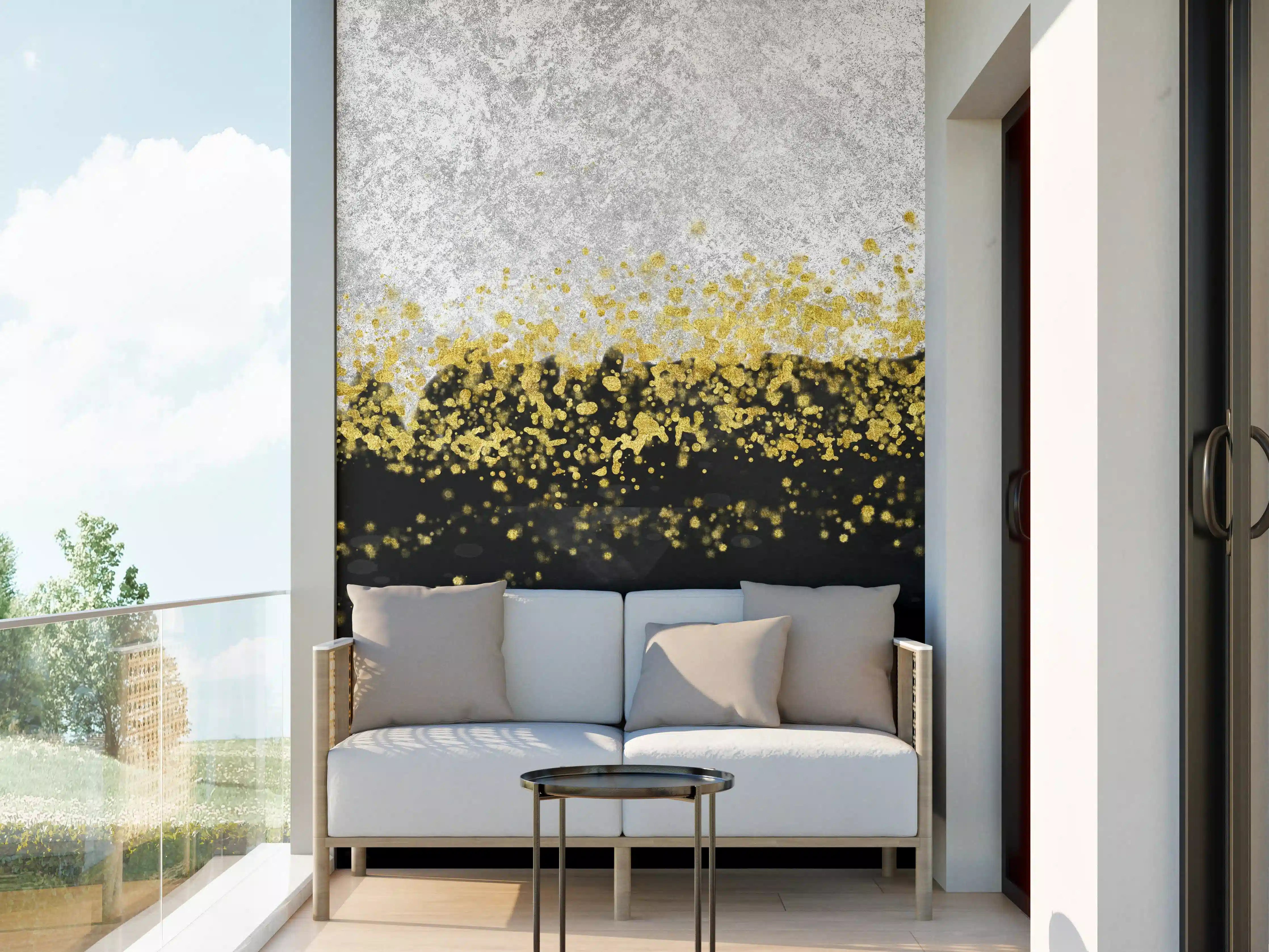 Wandverkleidung außen - Gold-Schwarz-Weiß Resin Geode