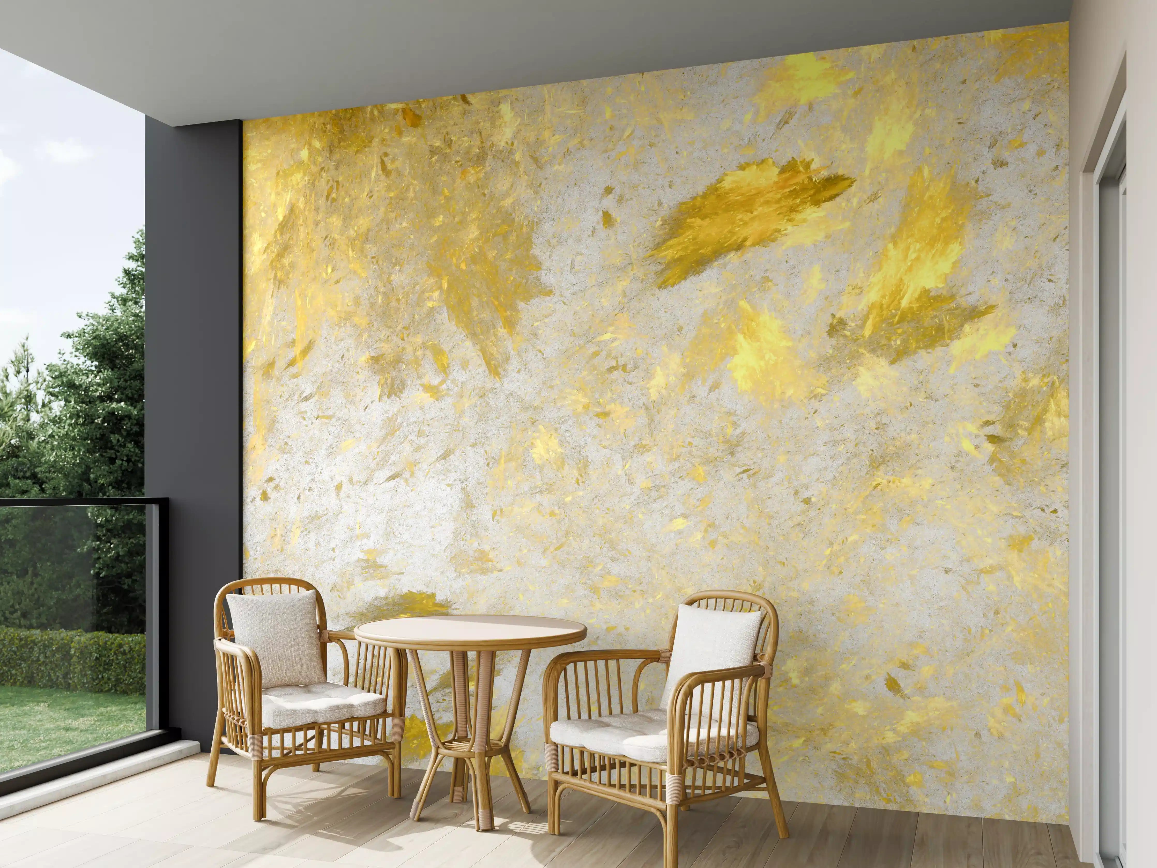 Wandverkleidung außen - Goldene Akzentfarbe auf Weiß