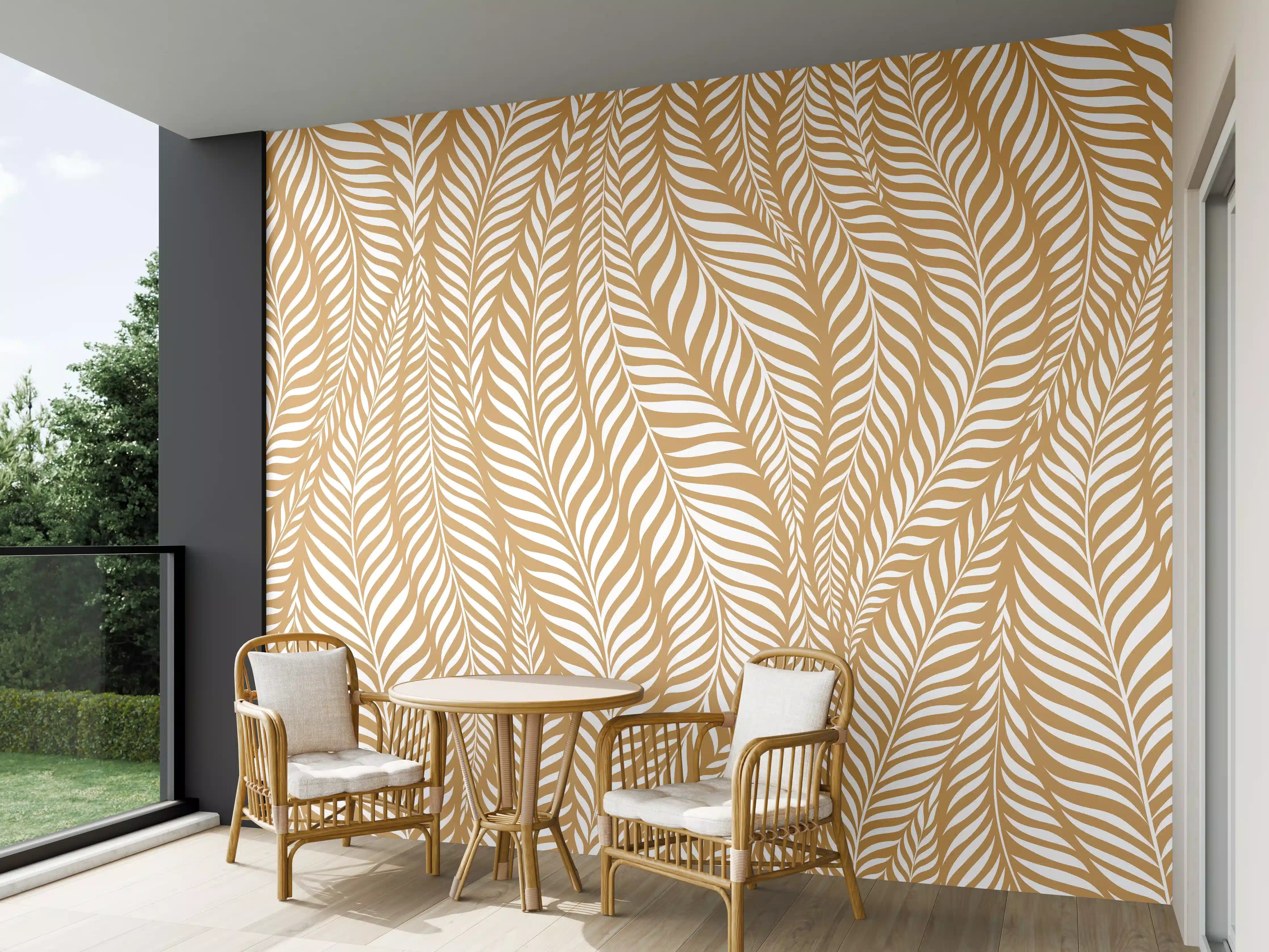 Wandverkleidung außen - Goldene Blätter-Muster