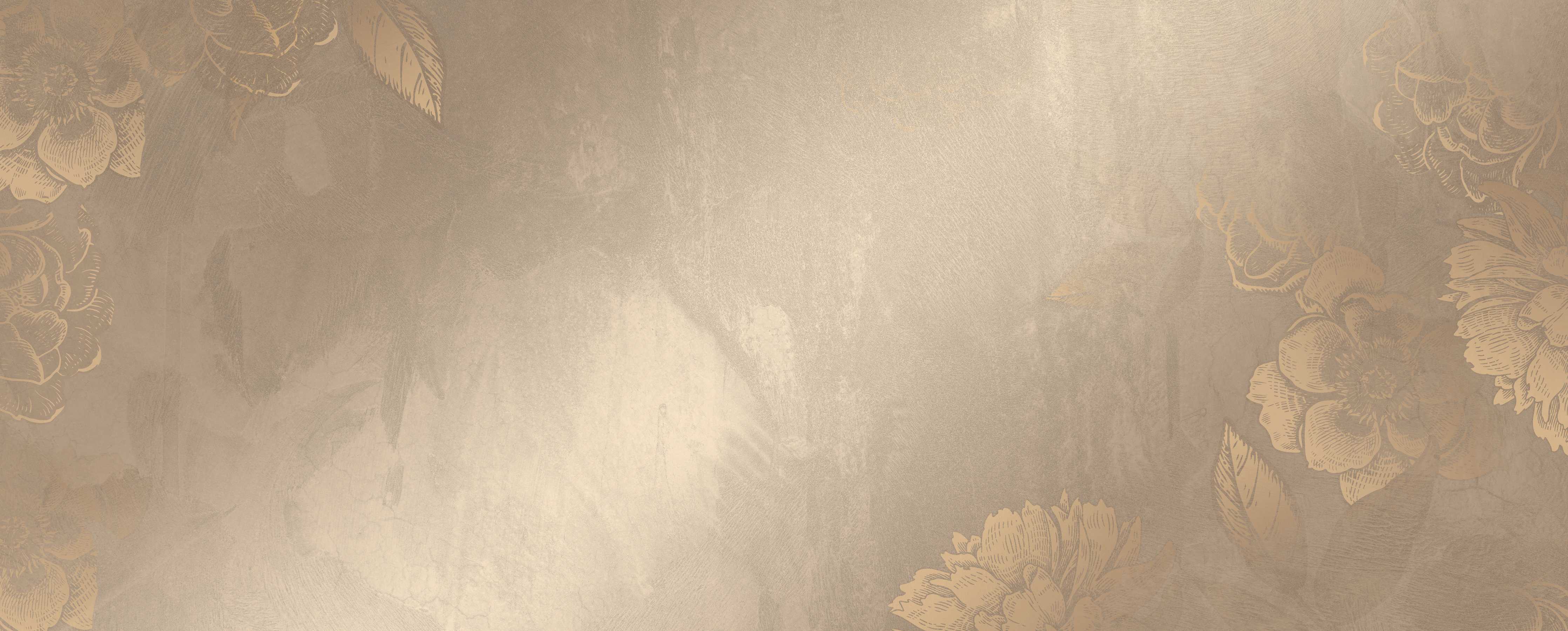 Wandverkleidung außen-Goldene Blumenmuster mit Beige-Tönen