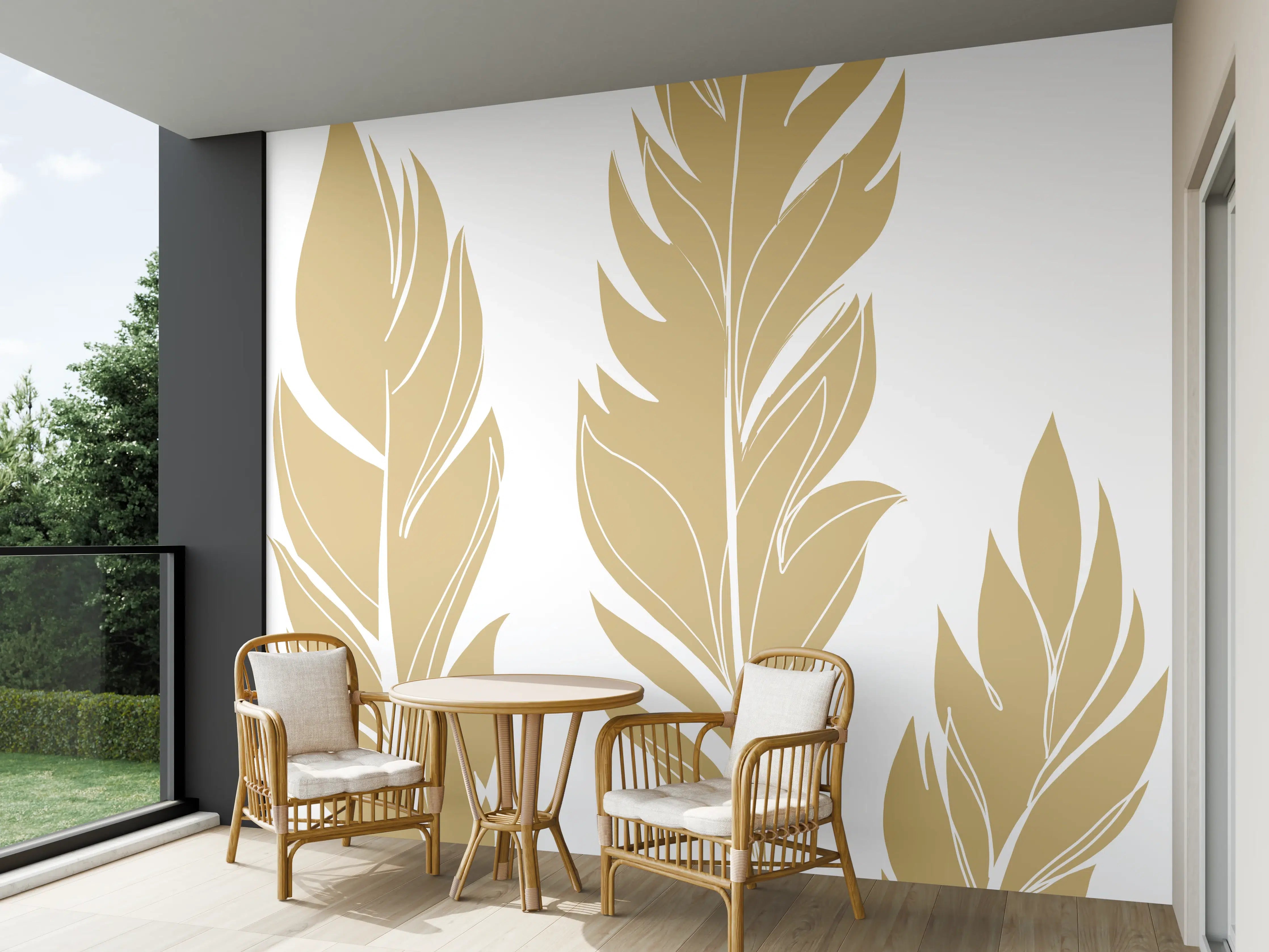 Wandverkleidung außen - Goldene Feder Illustration