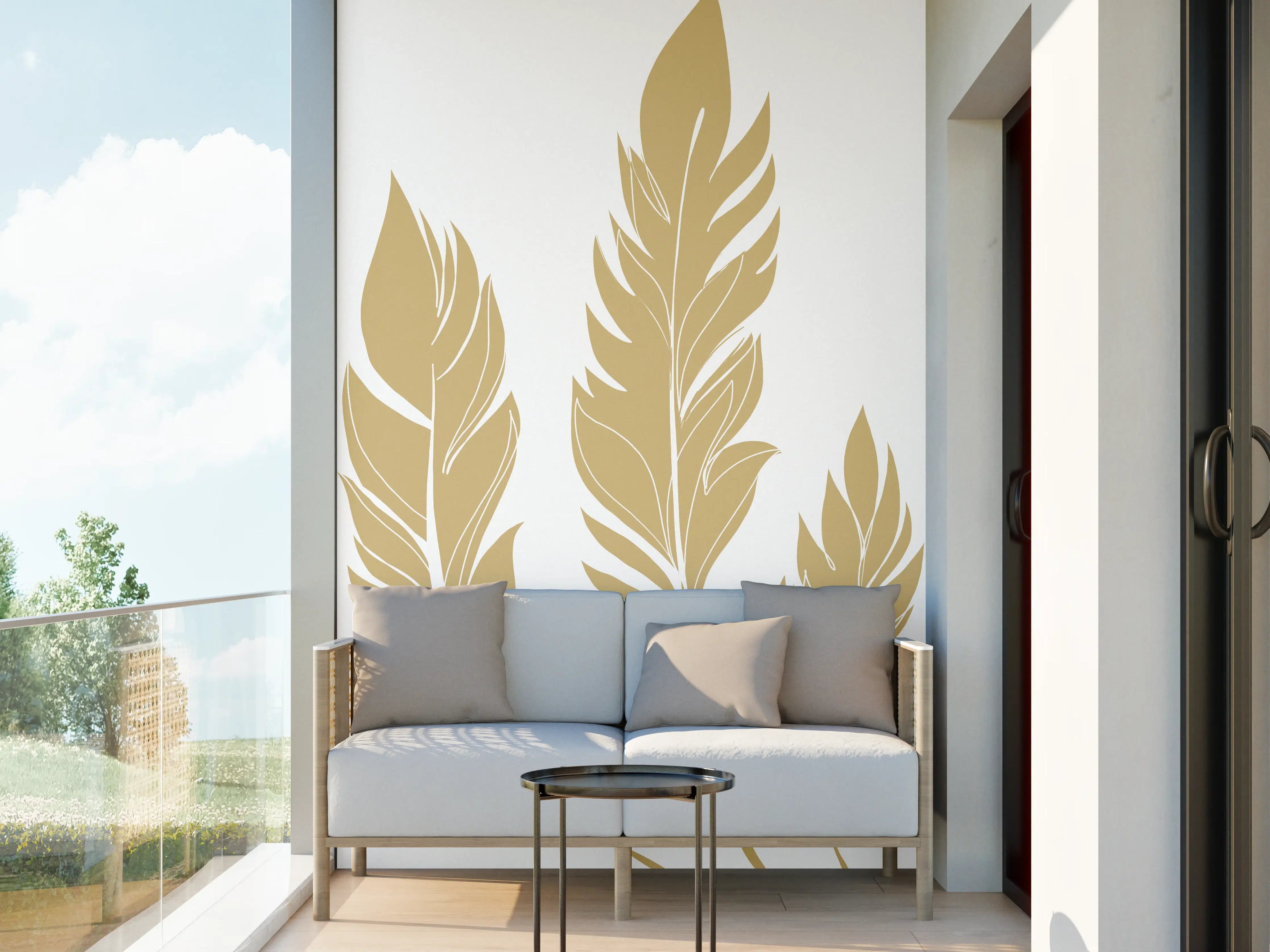 Wandverkleidung außen - Goldene Feder Illustration
