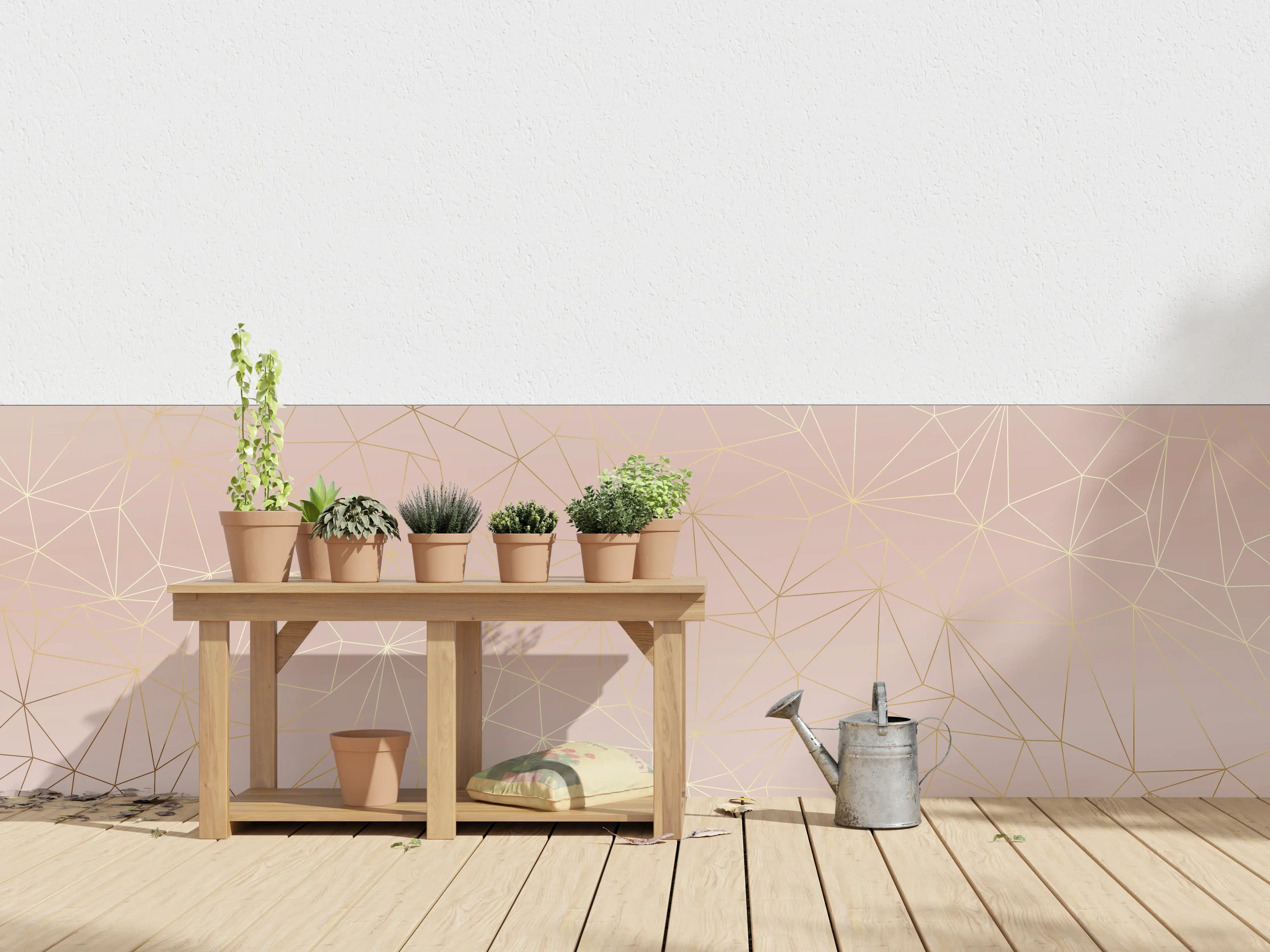 Wandverkleidung außen - Goldene Linien auf Beige Hintergrund