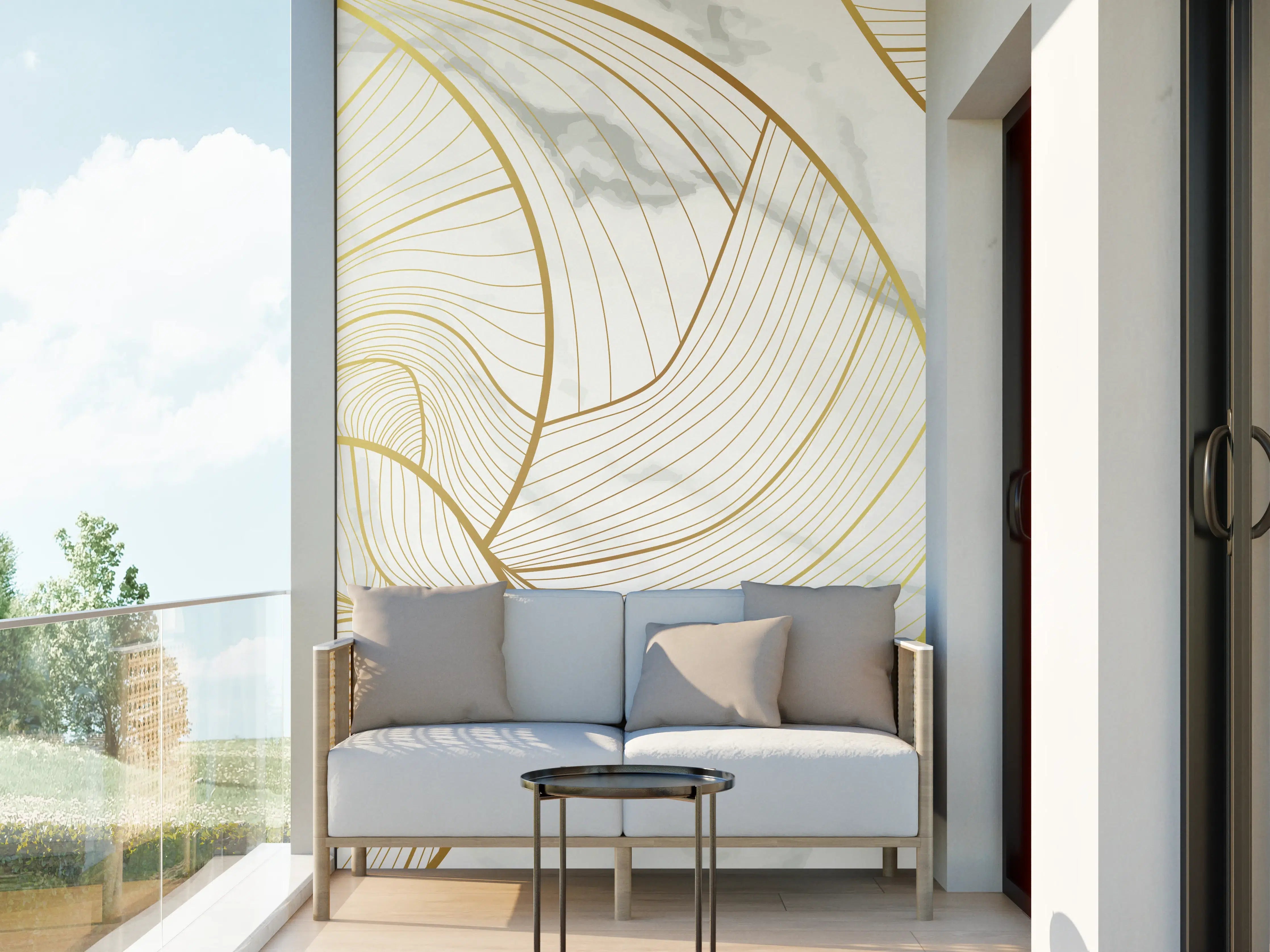 Wandverkleidung außen - Goldene Linien auf Marmor