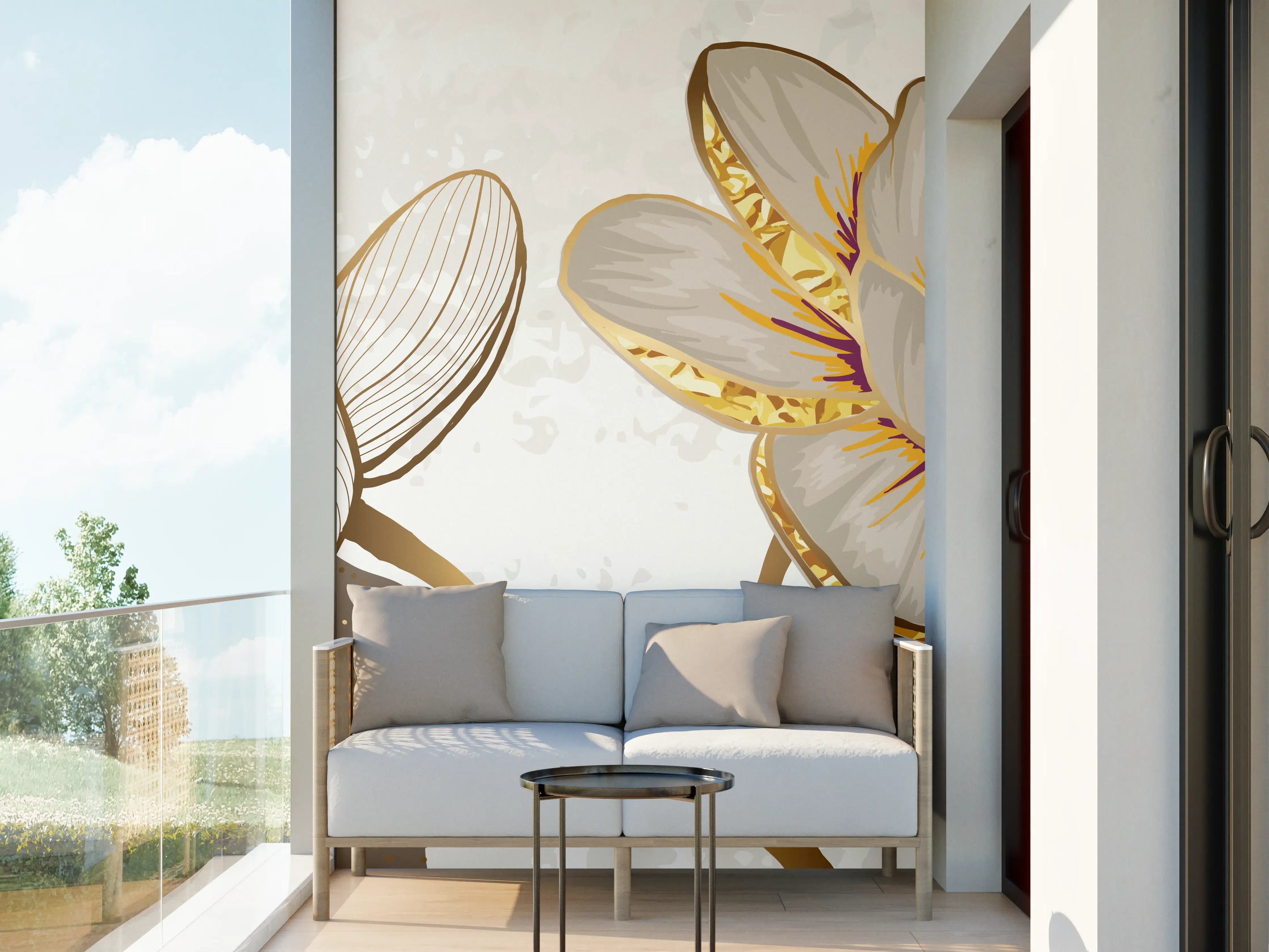 Wandverkleidung außen - Goldene Magnolien Kunst-Design