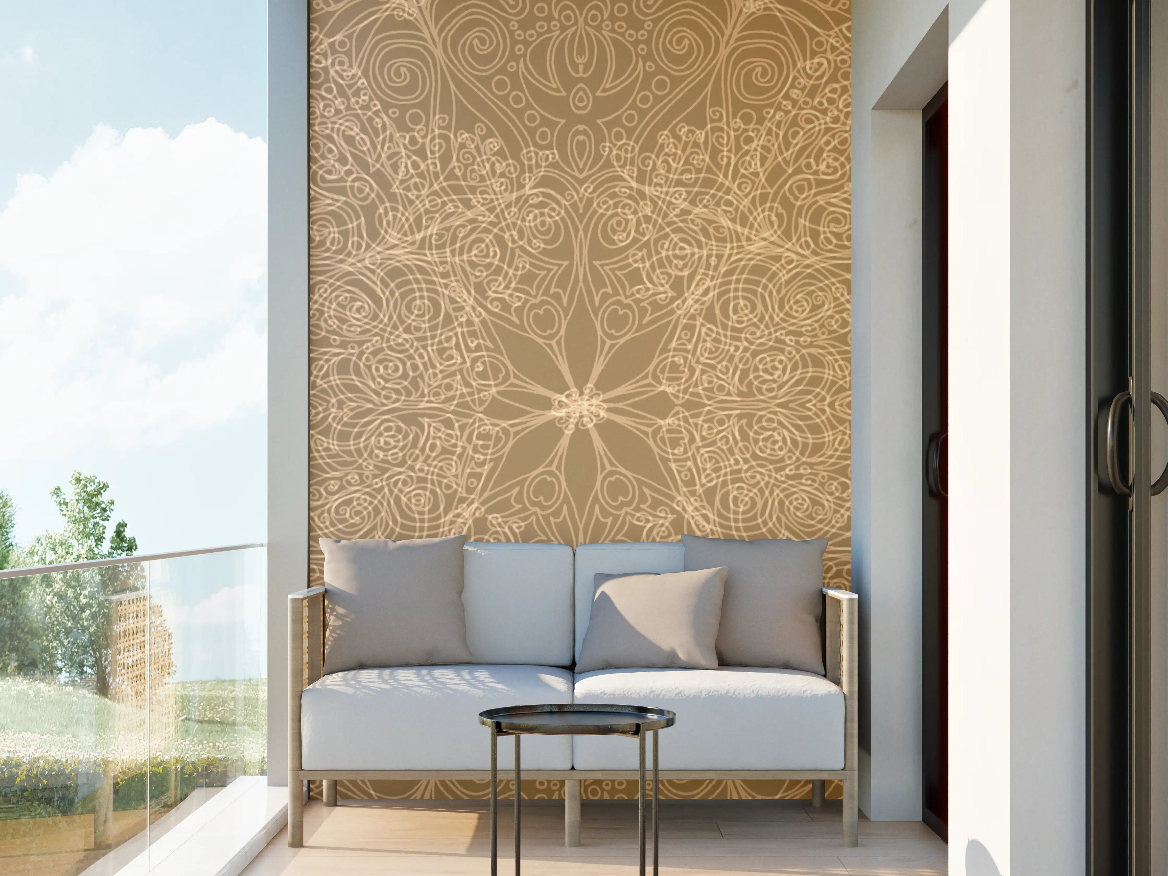 Wandverkleidung außen - Goldene Mandala-Design Wandkunst