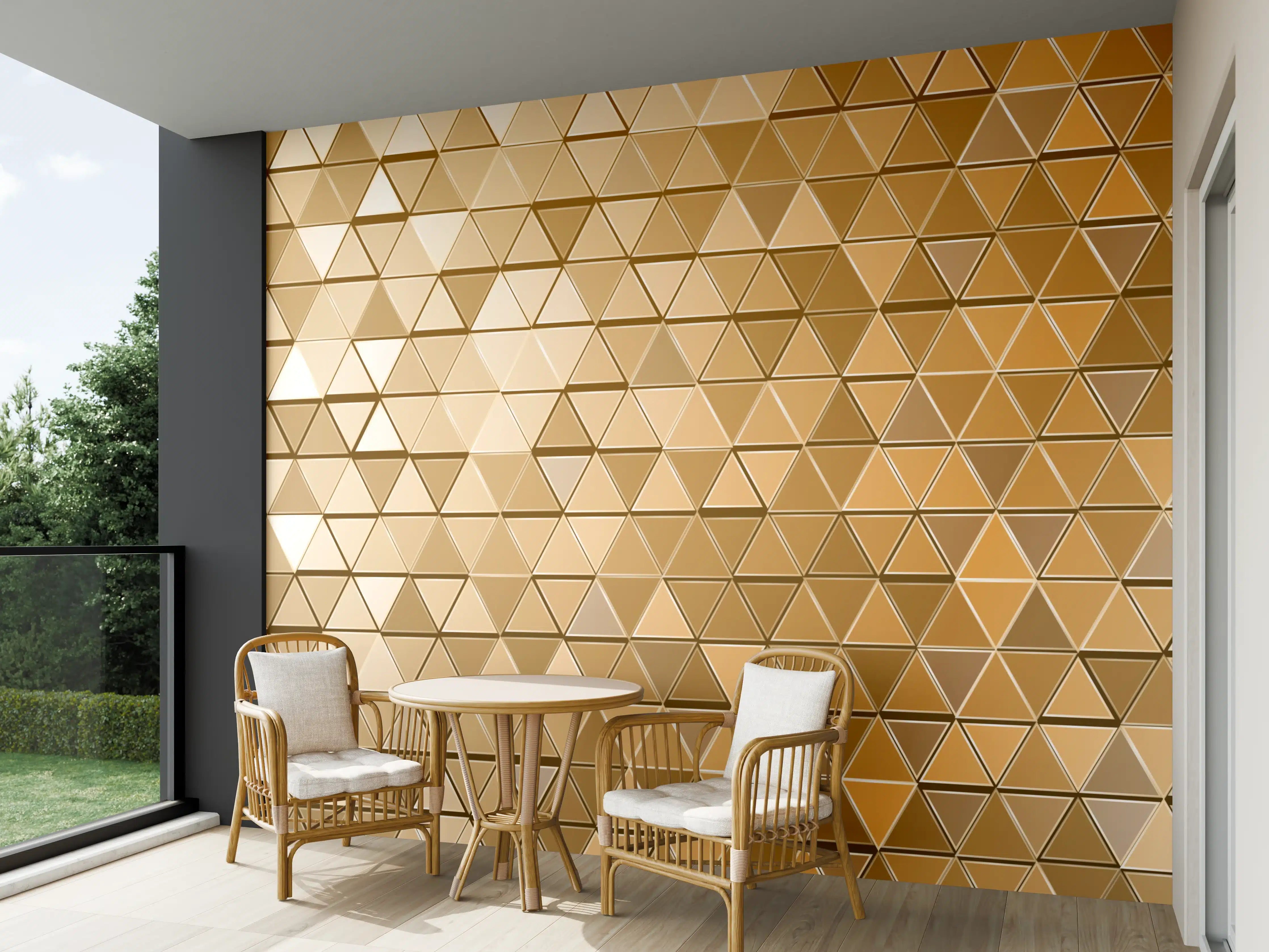 Wandverkleidung außen - Goldene Metall-Mosaikstruktur