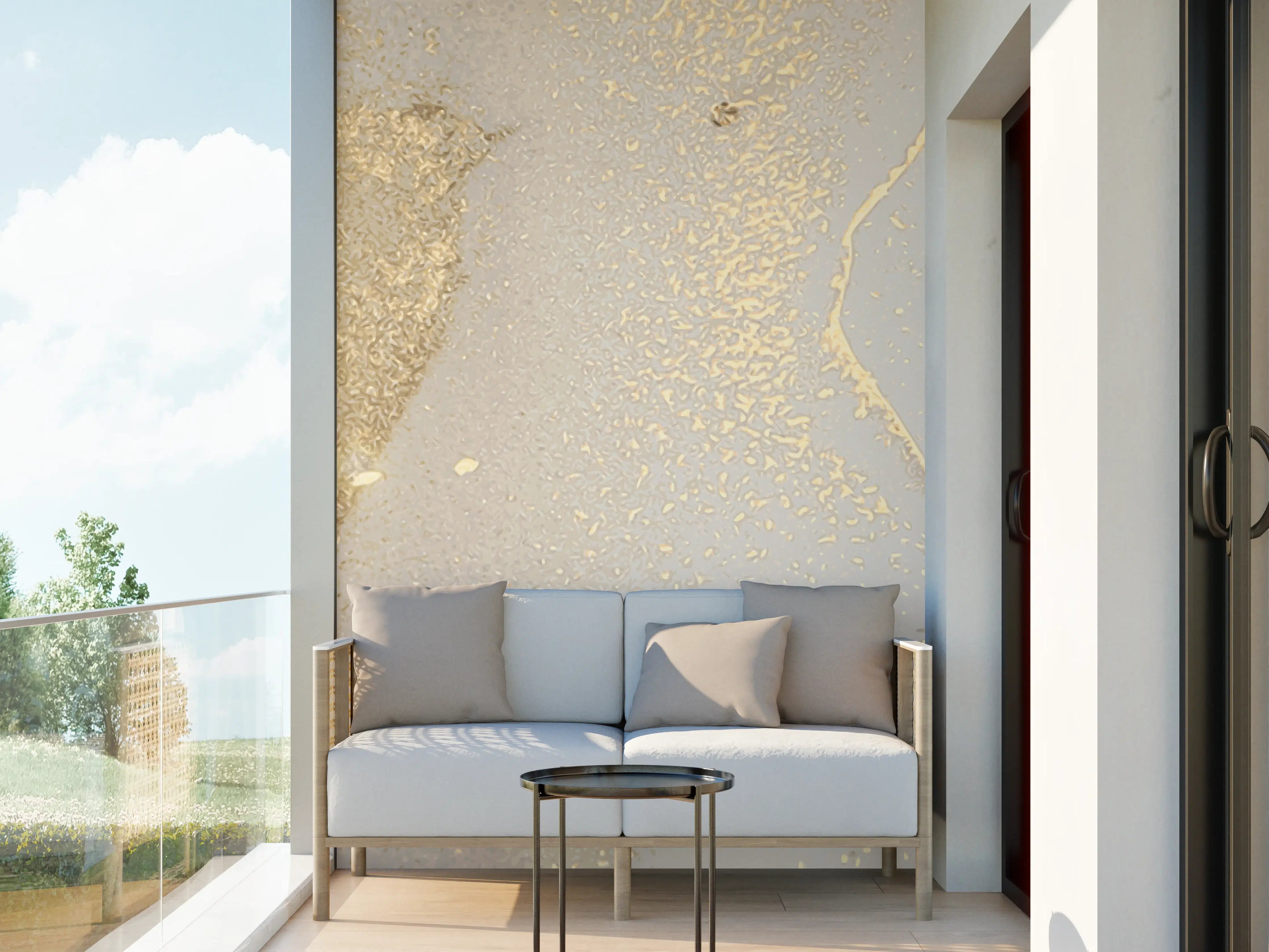 Wandverkleidung außen - Goldener Glanz auf Cremeweiß
