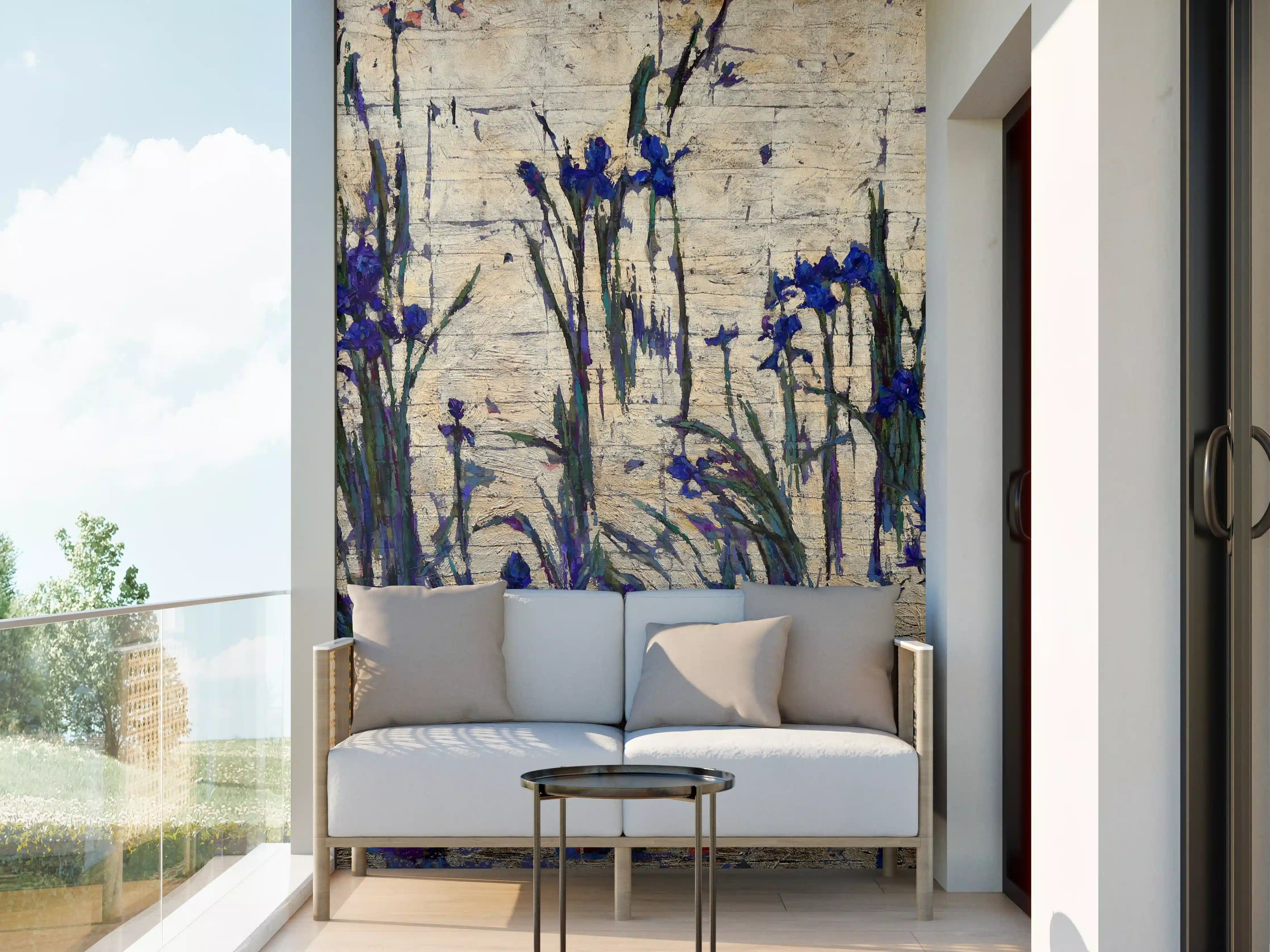 Wandverkleidung außen - Goldener Hintergrund mit Violet