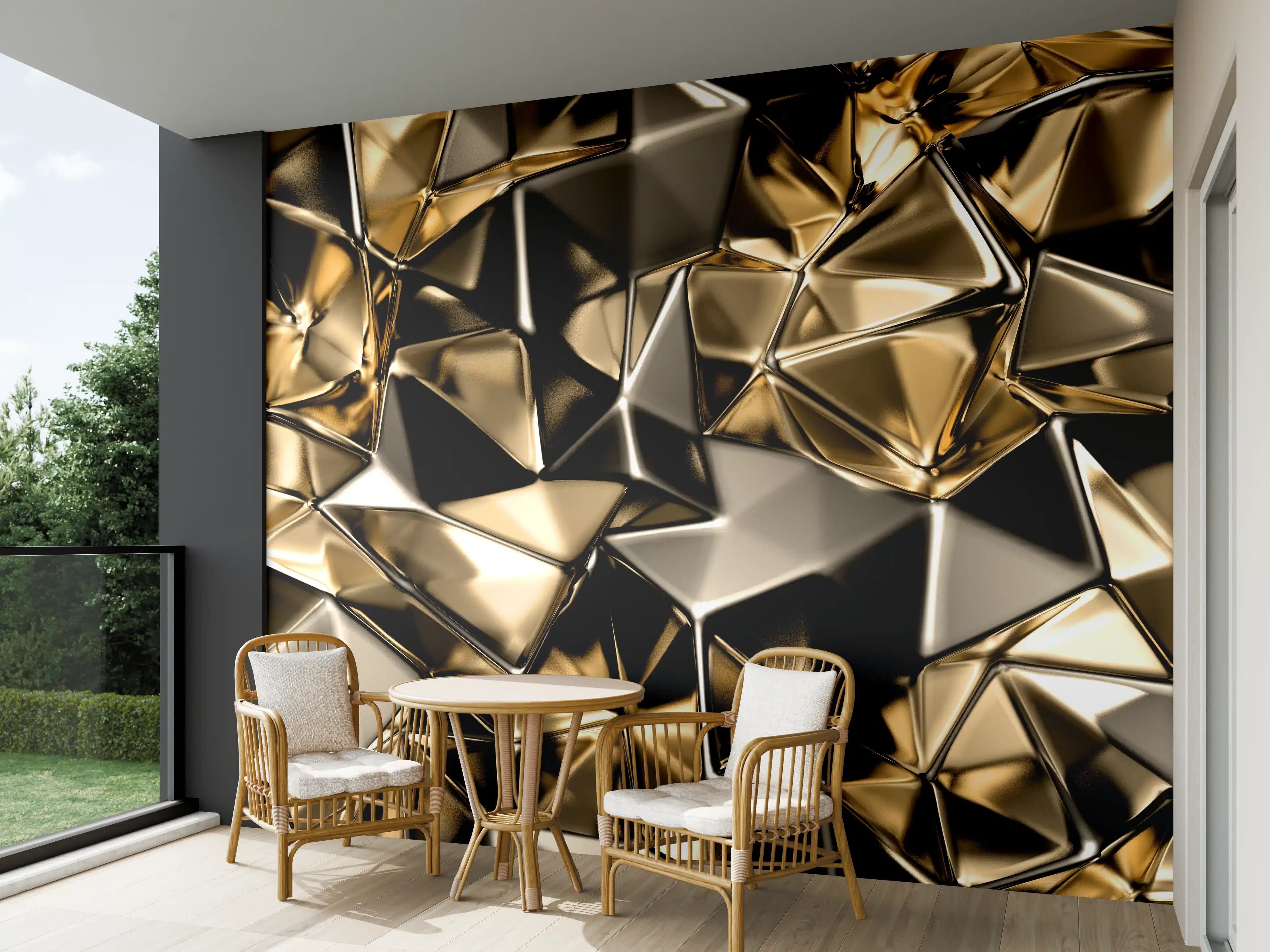 Wandverkleidung außen - Goldenes Dreieck-Kristall-Design