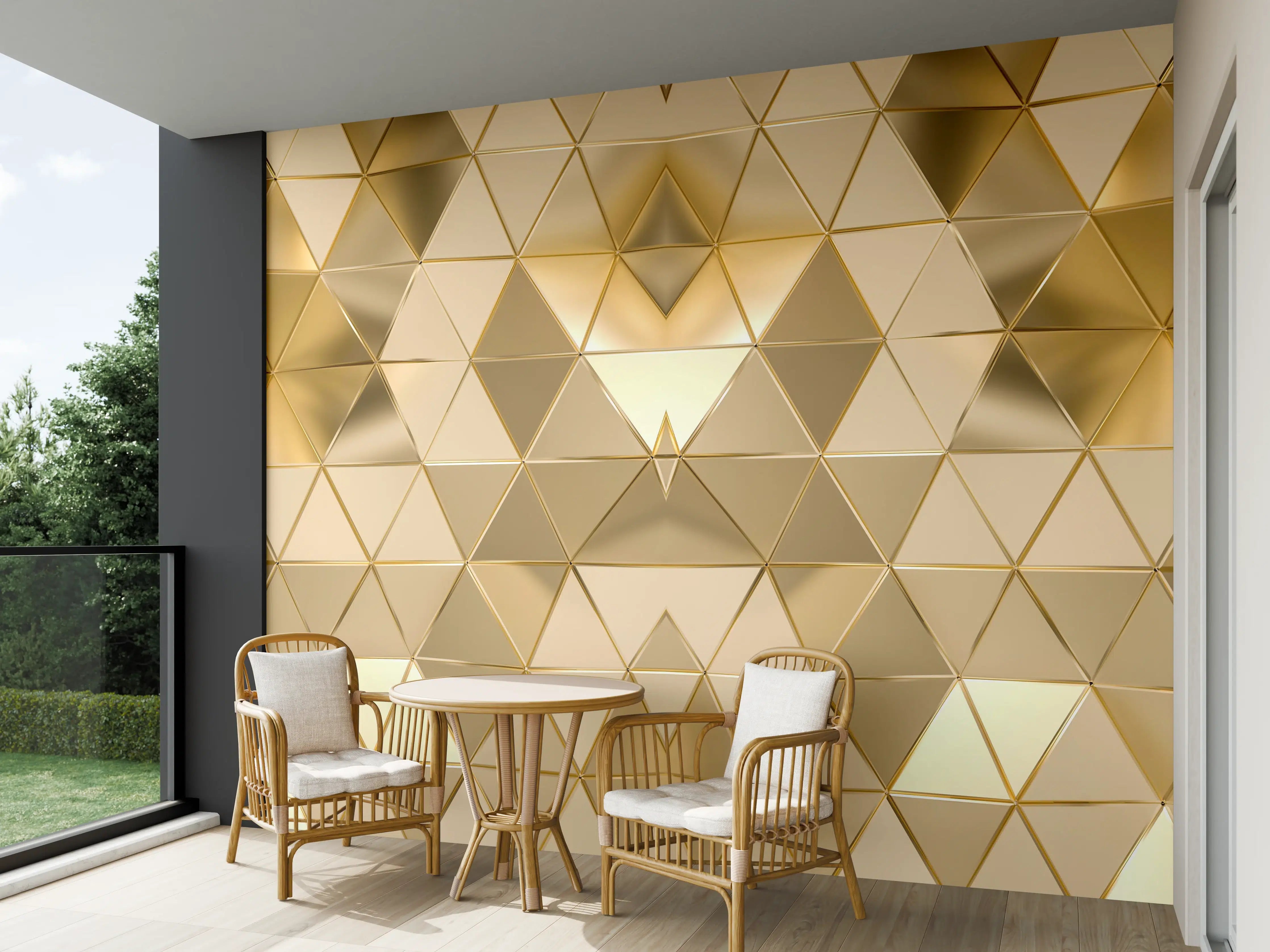 Wandverkleidung außen - Goldenes Geometrie-Muster