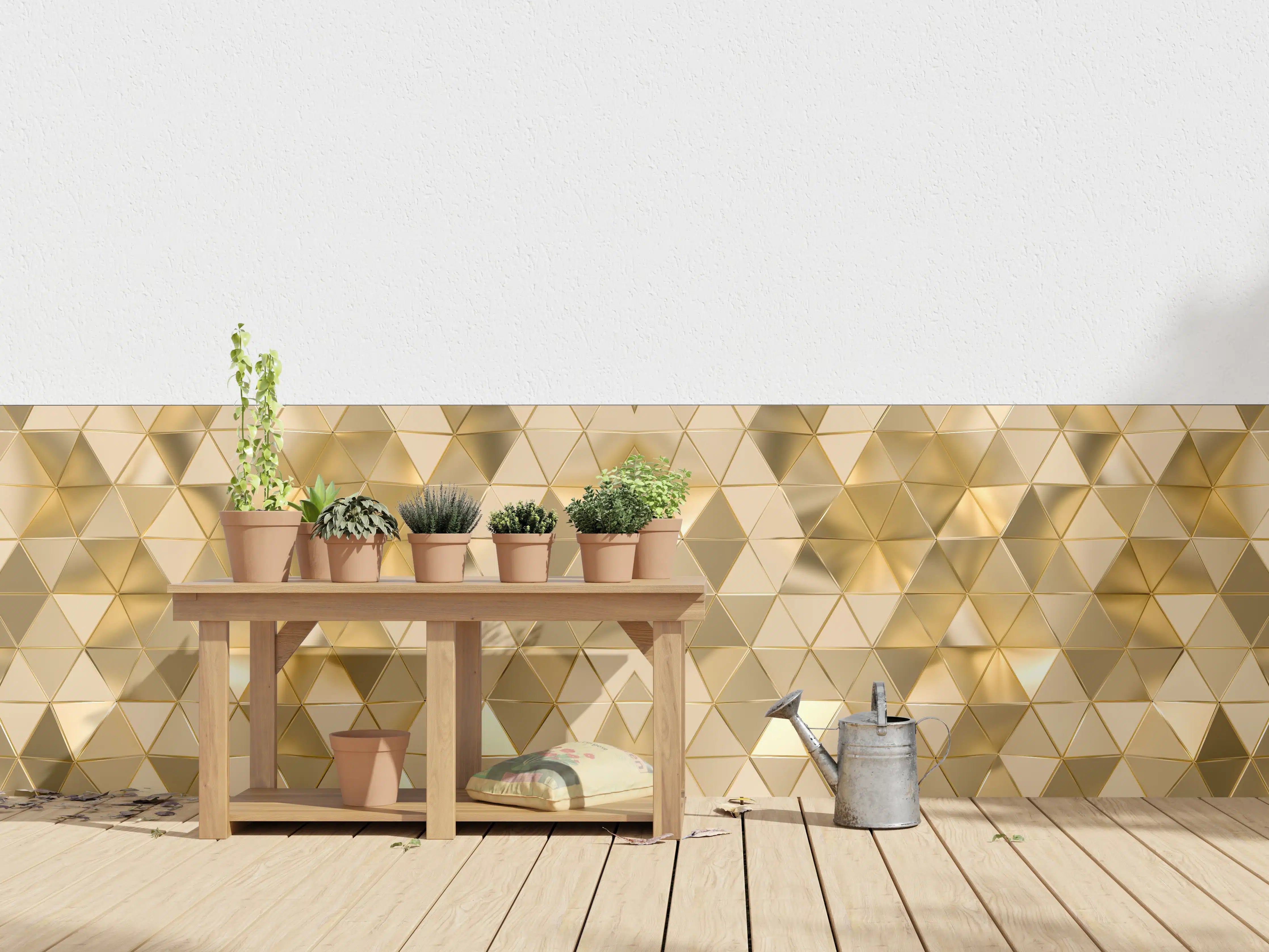 Wandverkleidung außen - Goldenes Geometrie-Muster