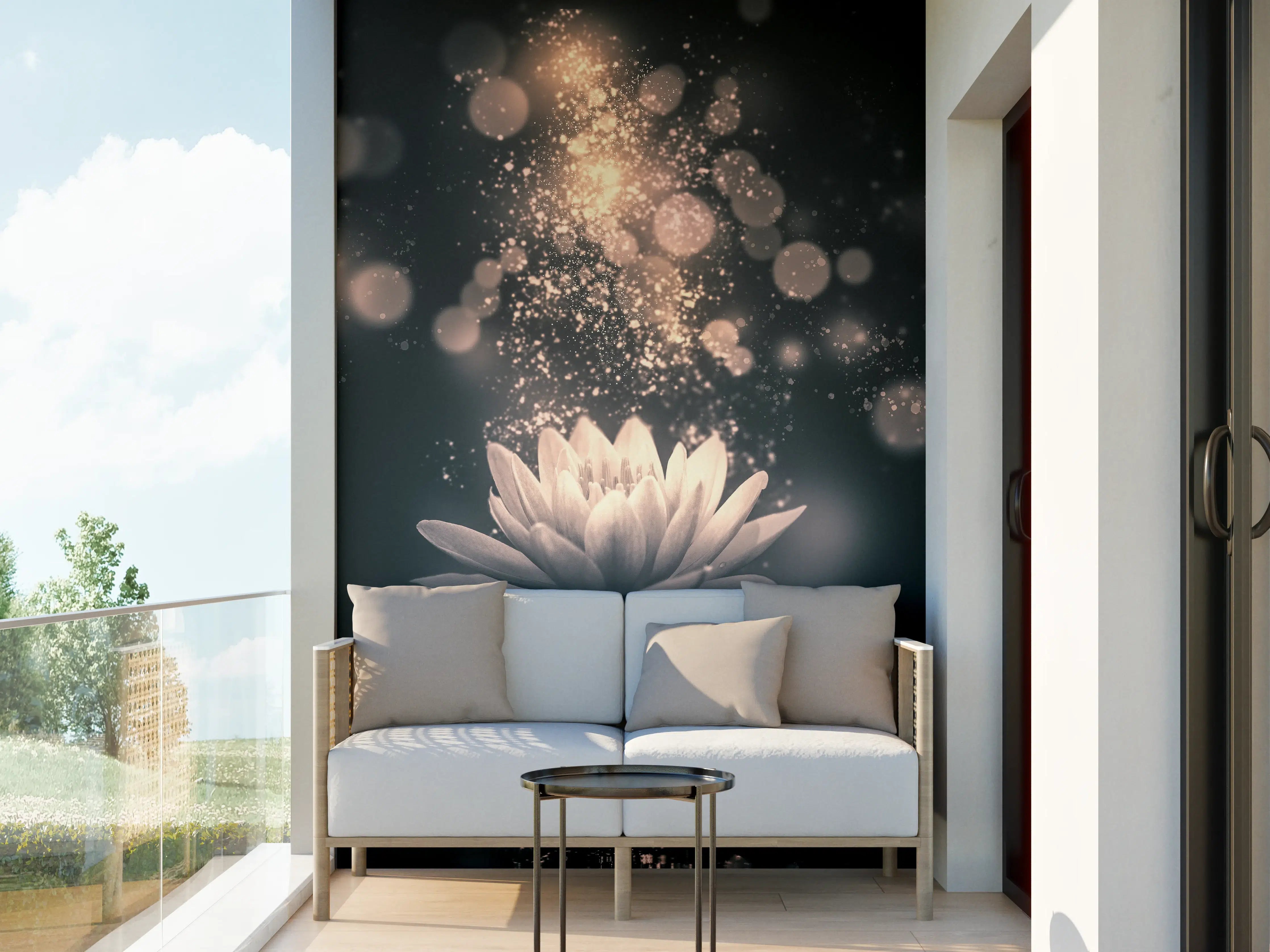 Wandverkleidung außen - Goldenes Lotus-Reflektion Dunkel