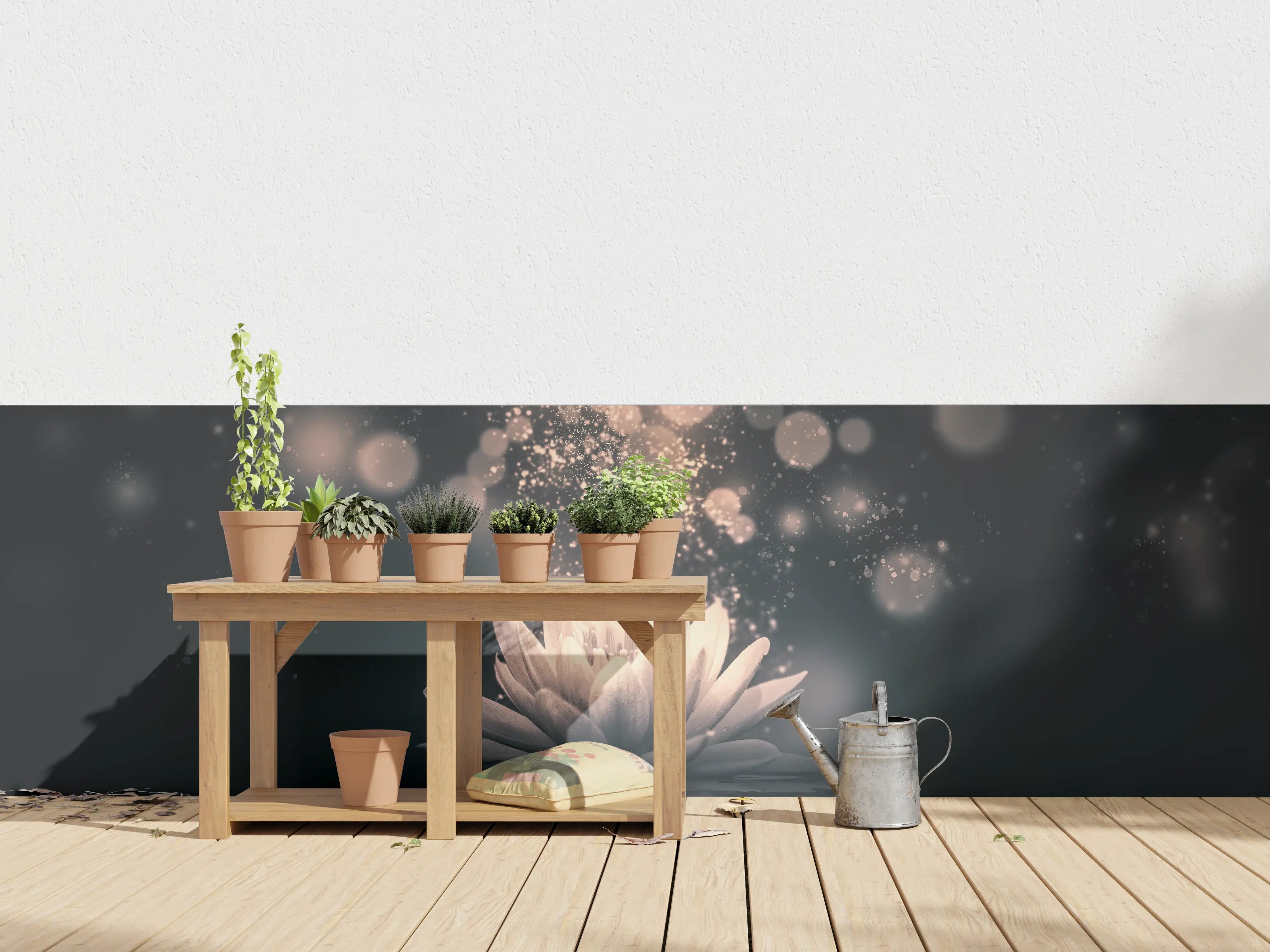 Wandverkleidung außen - Goldenes Lotus-Reflektion Dunkel
