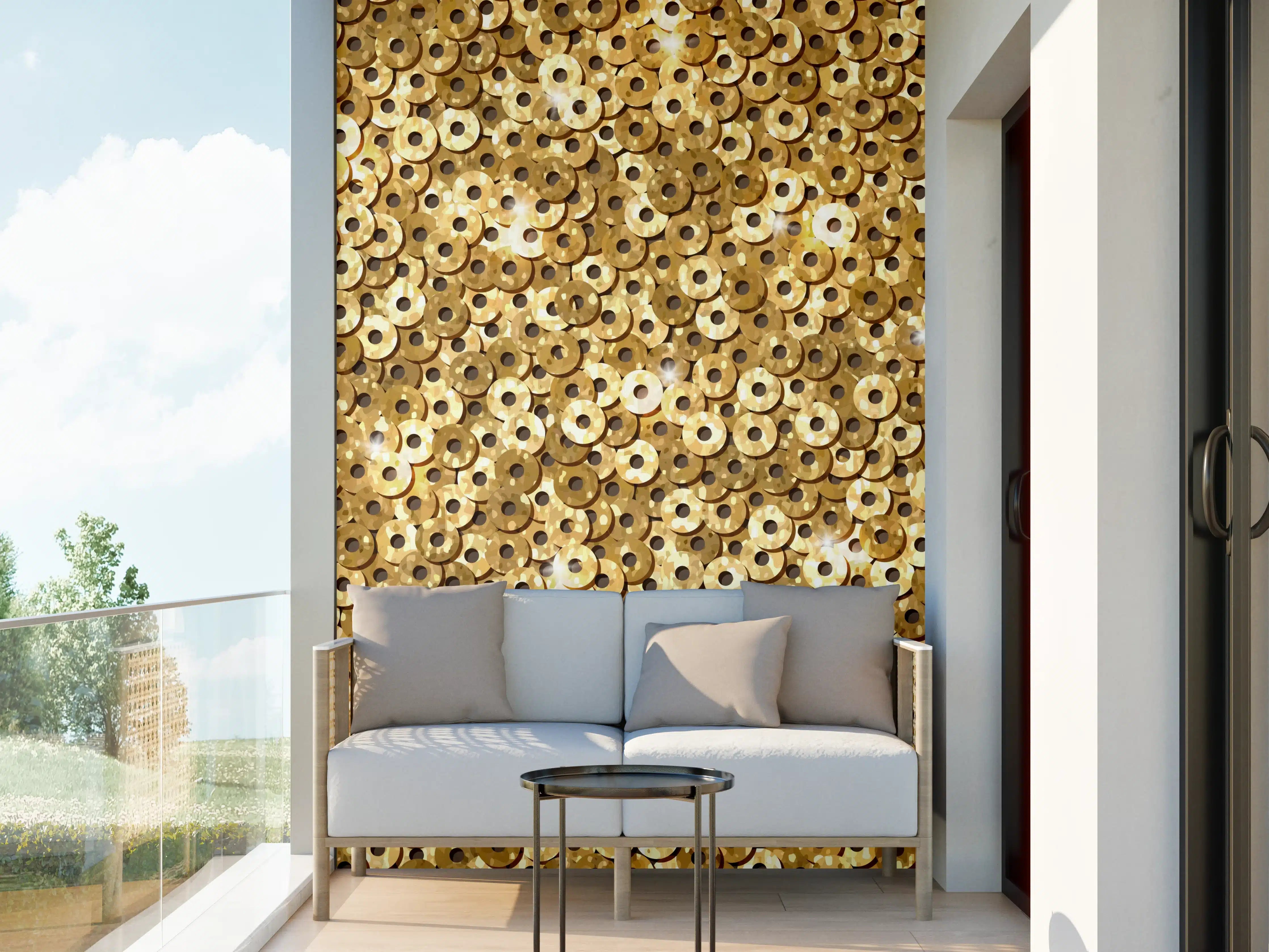 Wandverkleidung außen - Goldenes Pailletten-Muster
