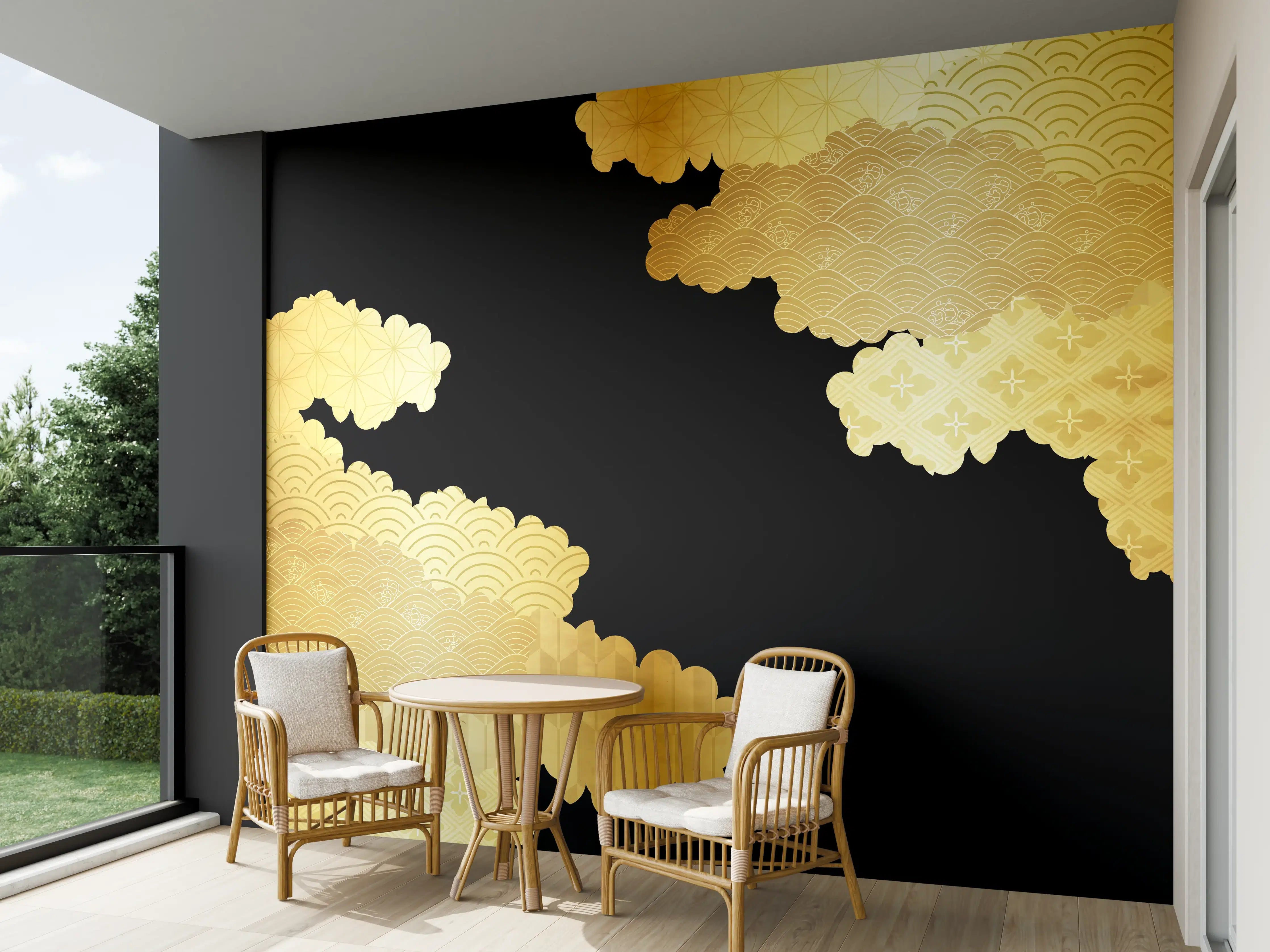 Wandverkleidung außen - Goldenes Wolkendesign Muster