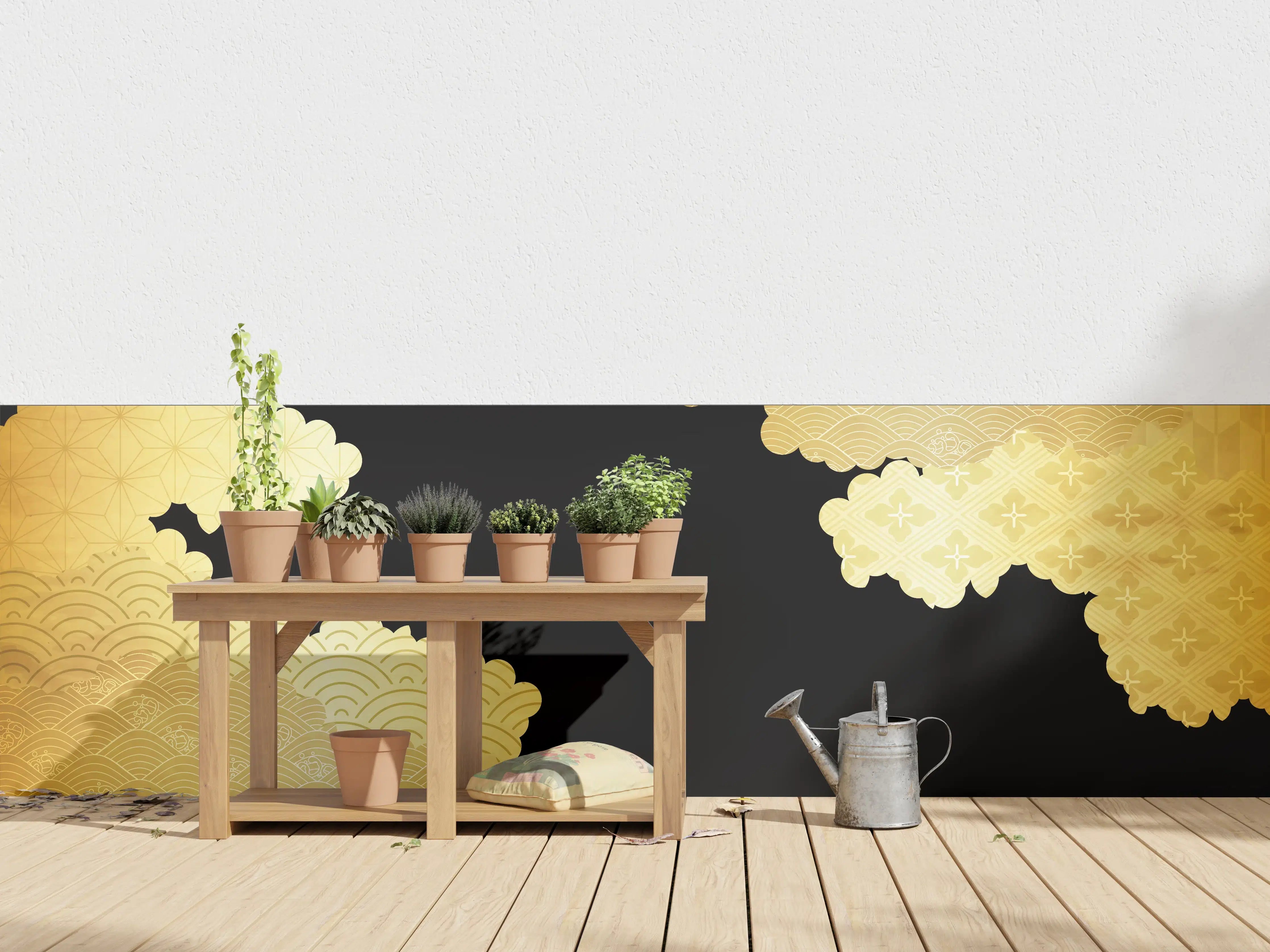 Wandverkleidung außen - Goldenes Wolkendesign Muster