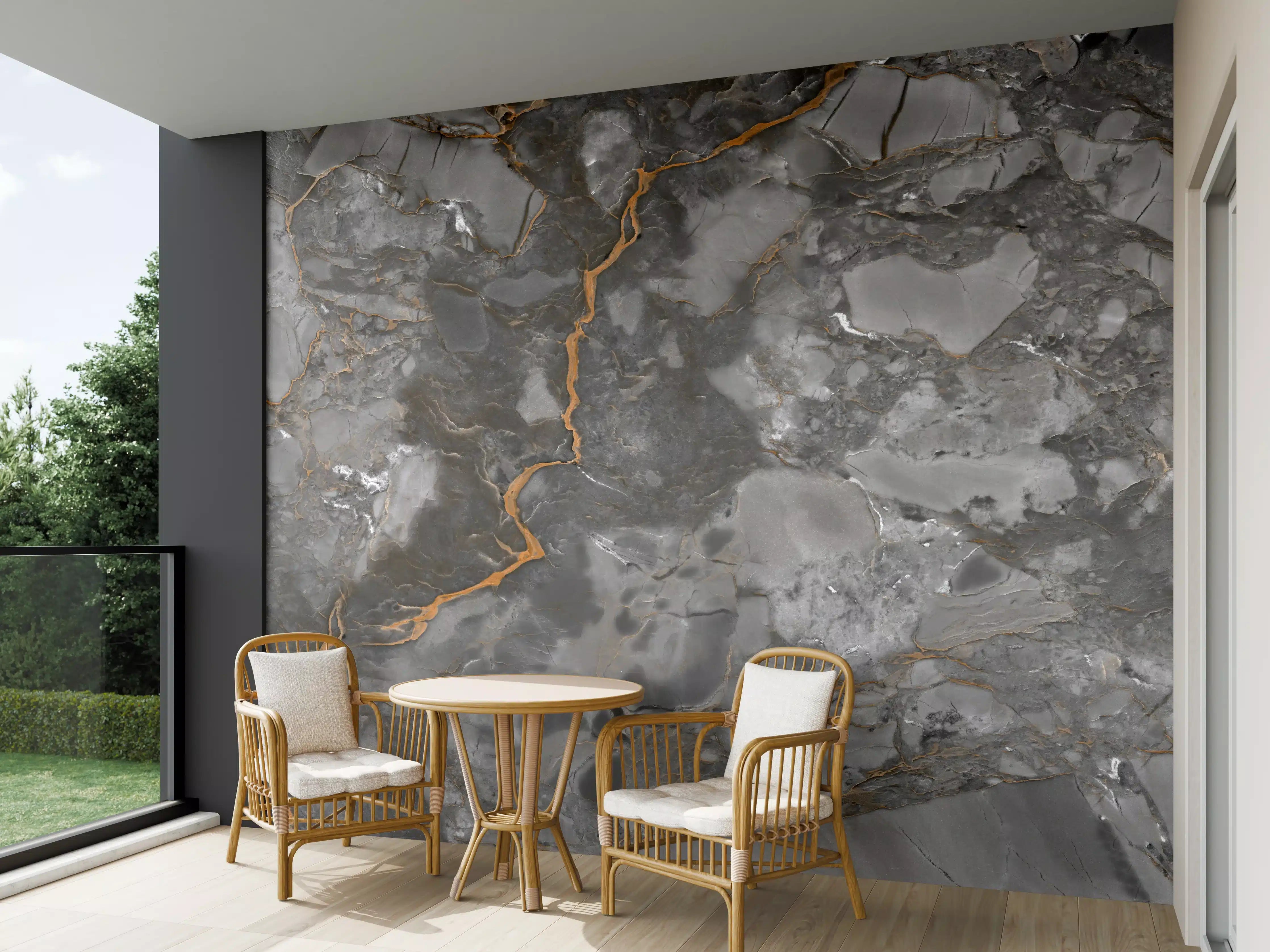 Wandverkleidung außen - Gräulich-Schwarzer Marmor