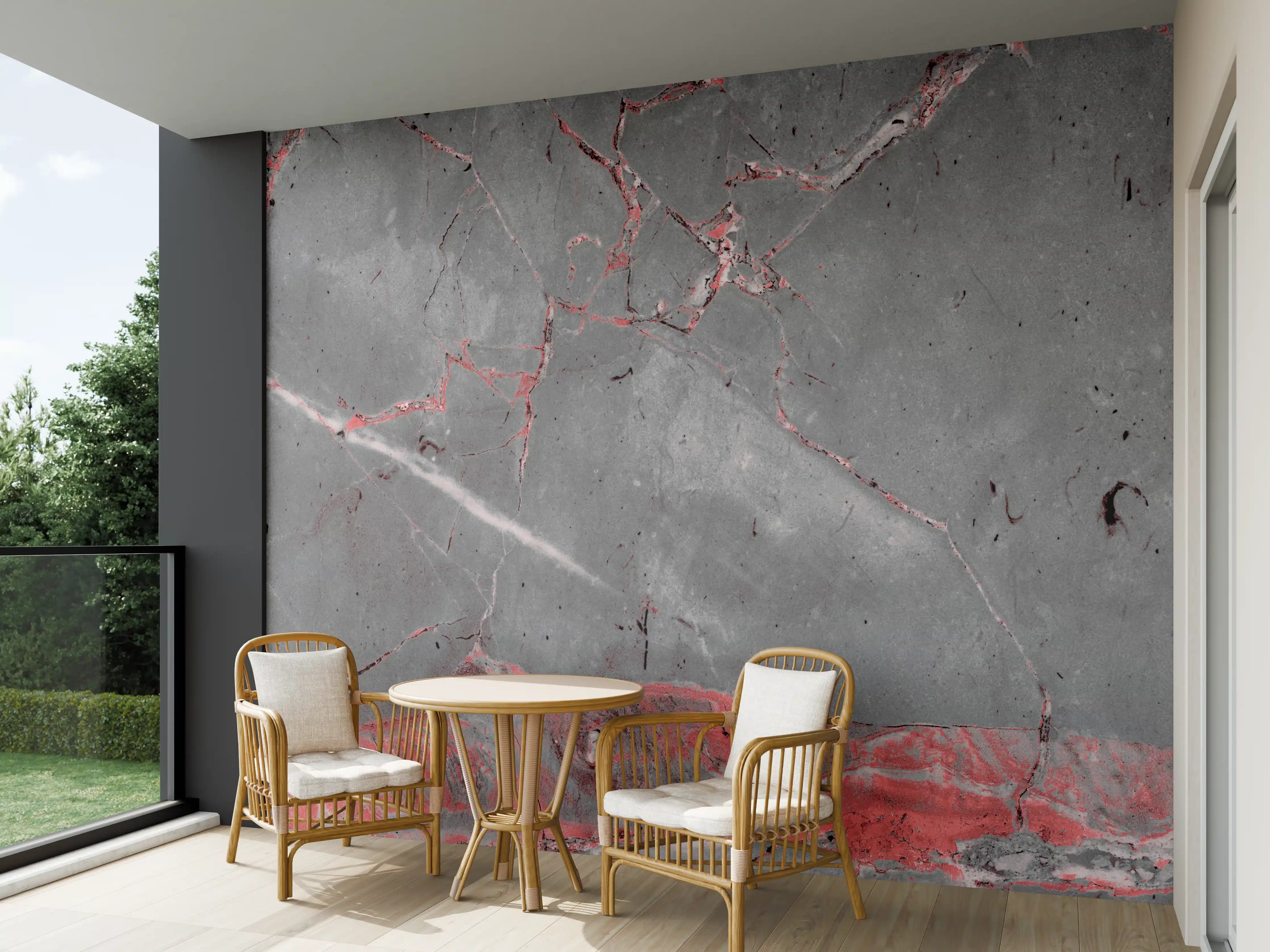 Wandverkleidung außen - Gräulich-rote Marmor Textur
