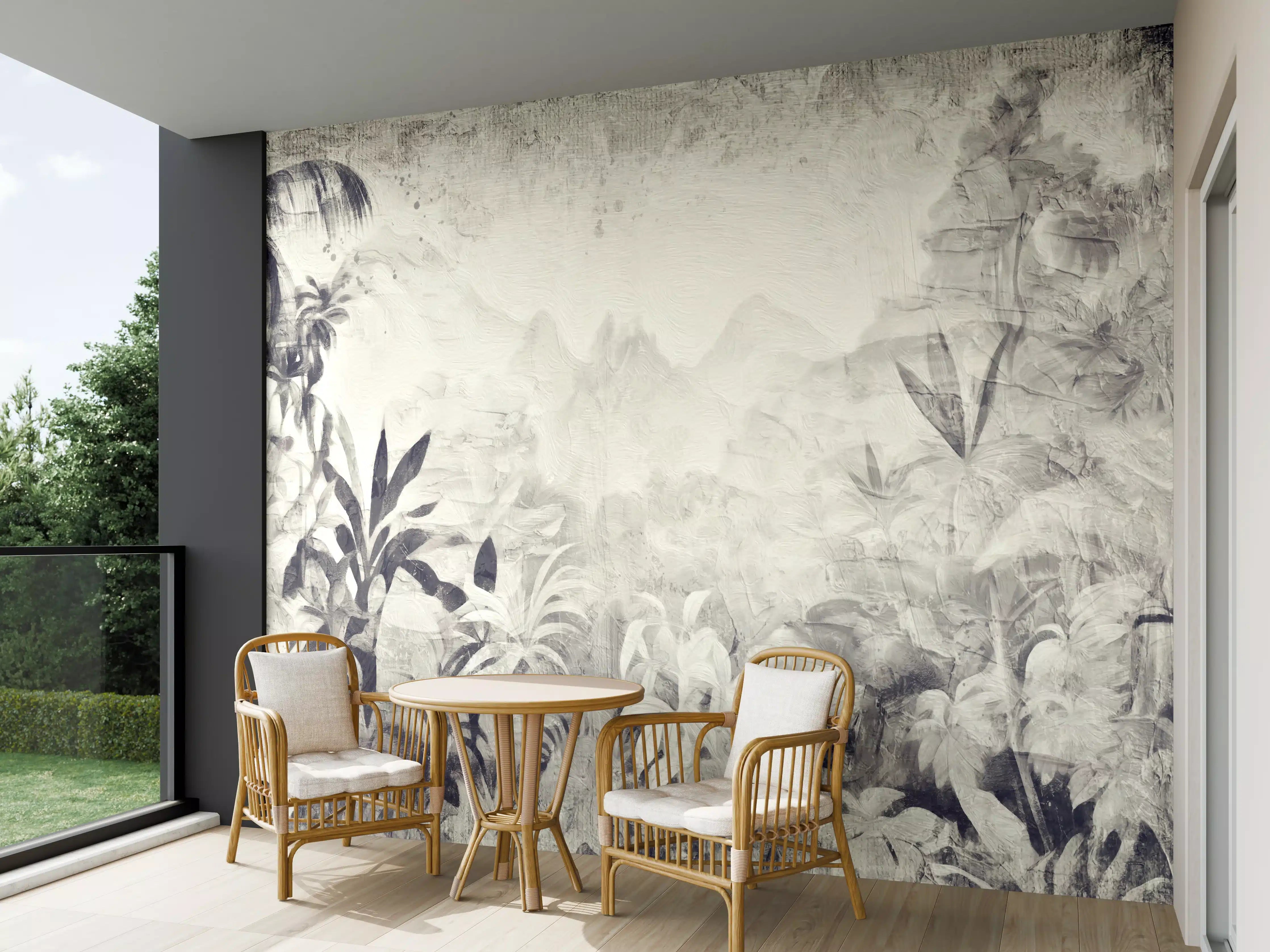 Wandverkleidung außen - Gräuliche Landschaft - Floral