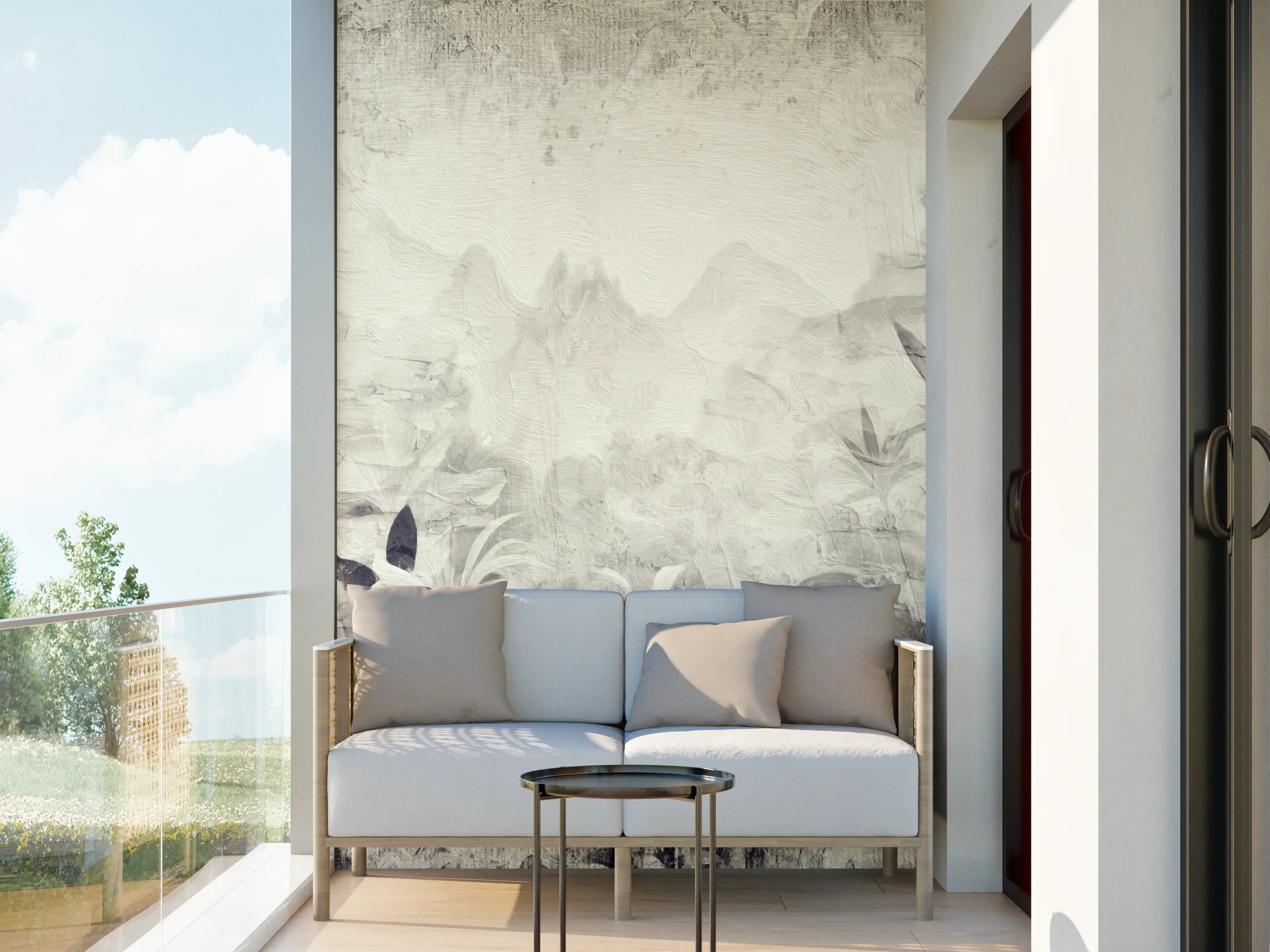 Wandverkleidung außen - Gräuliche Landschaft - Floral