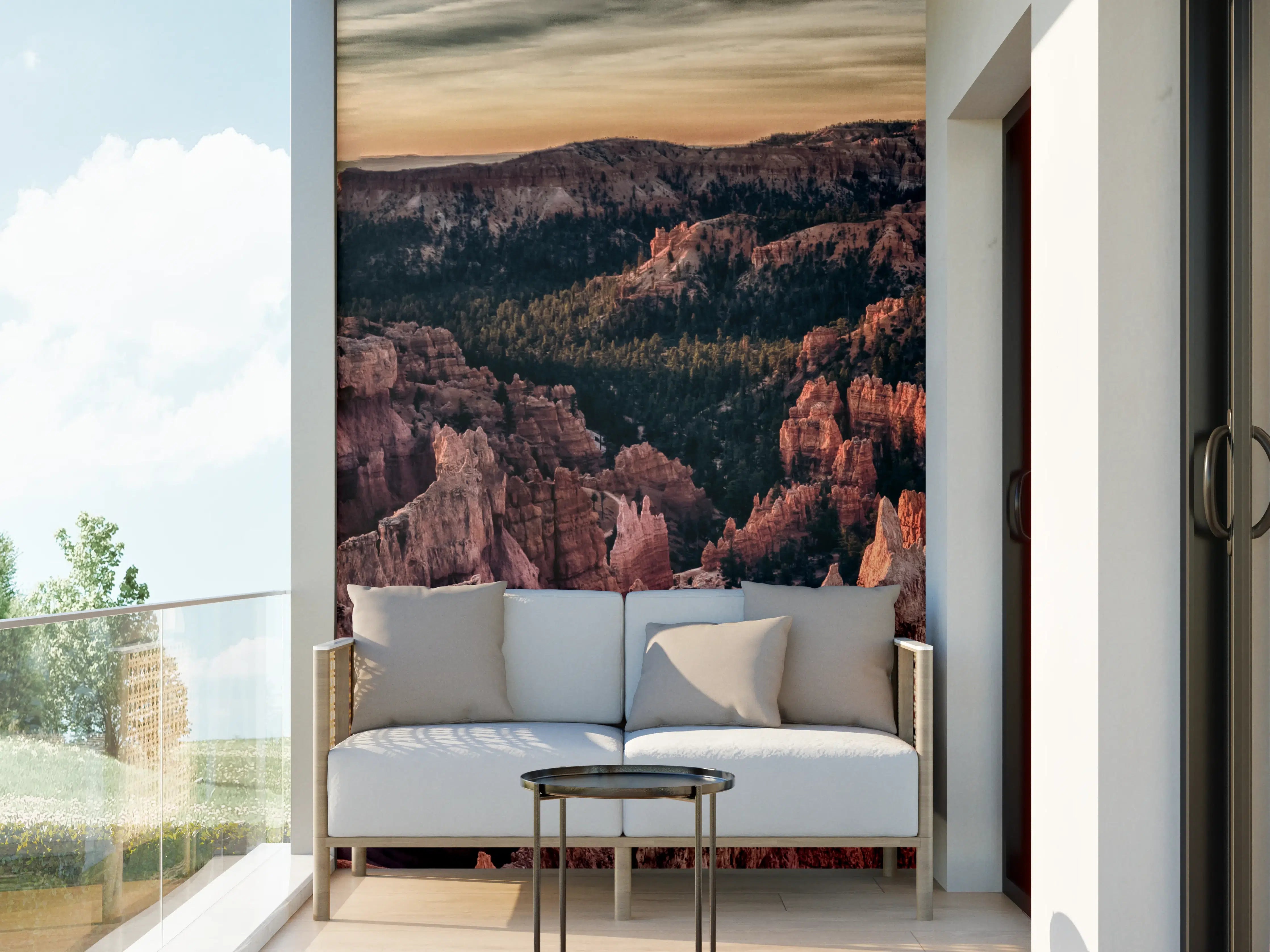 Wandverkleidung außen - Grandioser Blick auf die Canyon-Landschaft bei Sonnenuntergang