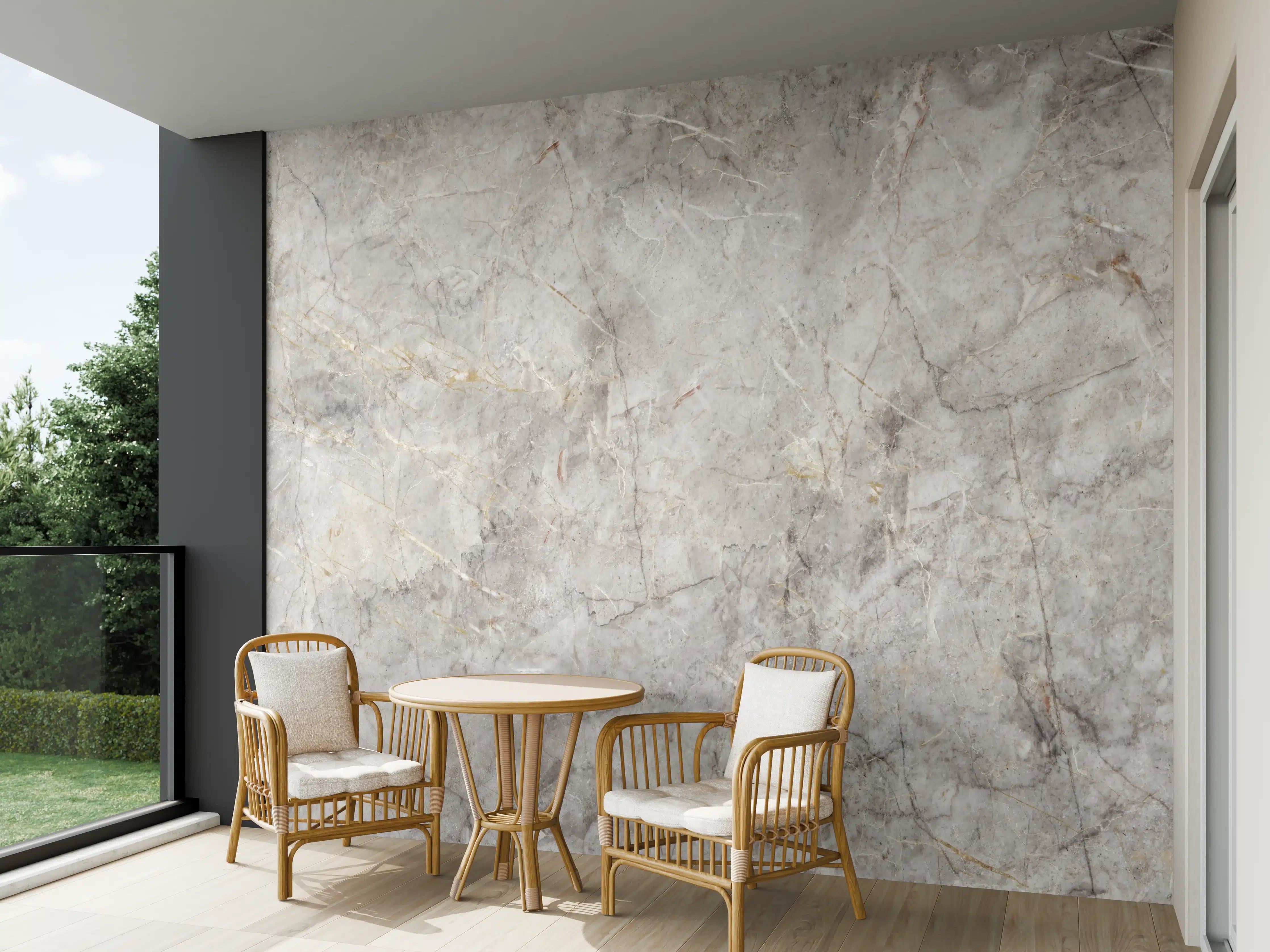 Wandverkleidung außen - Grau-Weißer Marmorstein Effekt