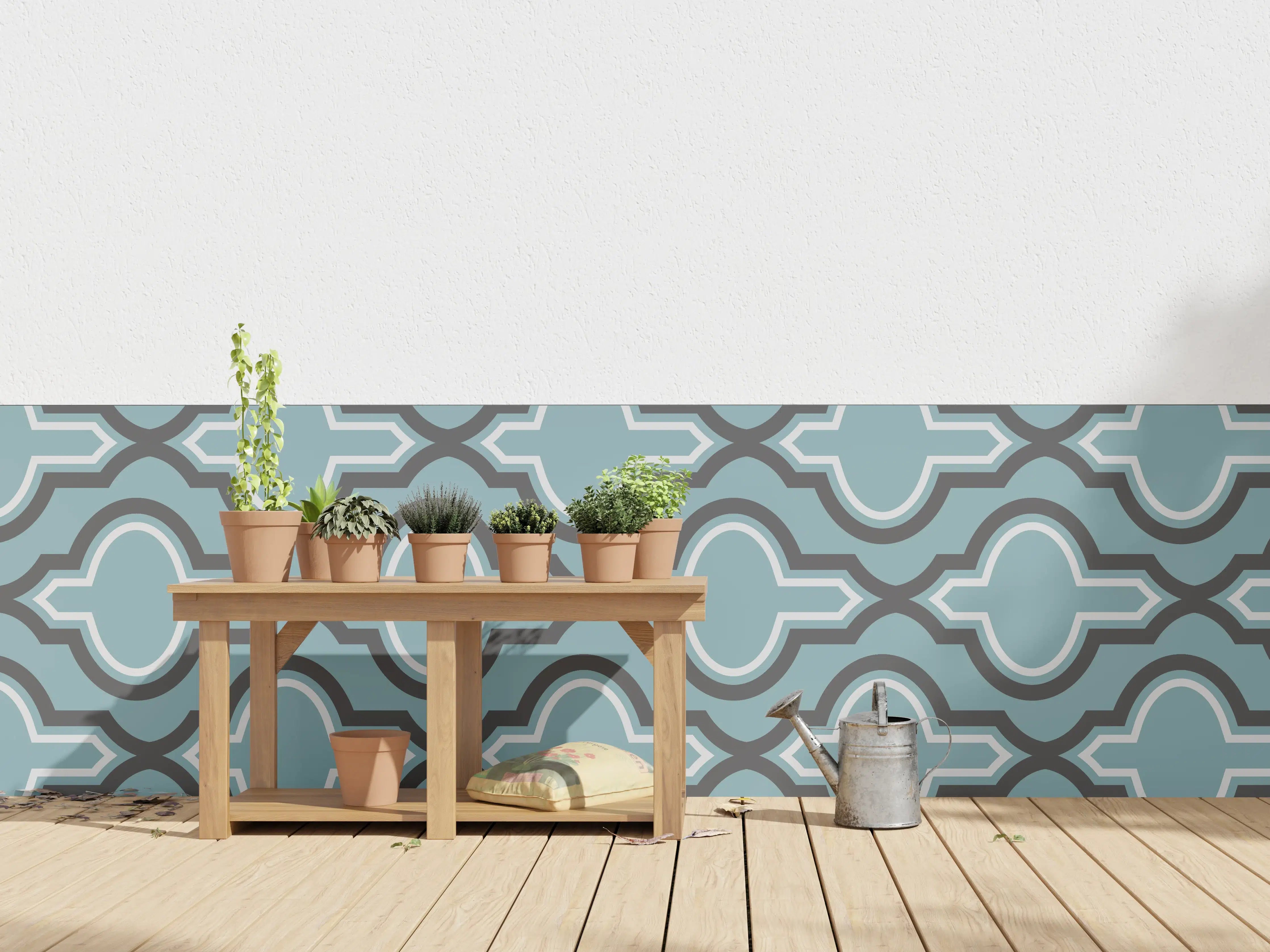 Wandverkleidung außen - Grau-Weißes Grafikdesign Muster