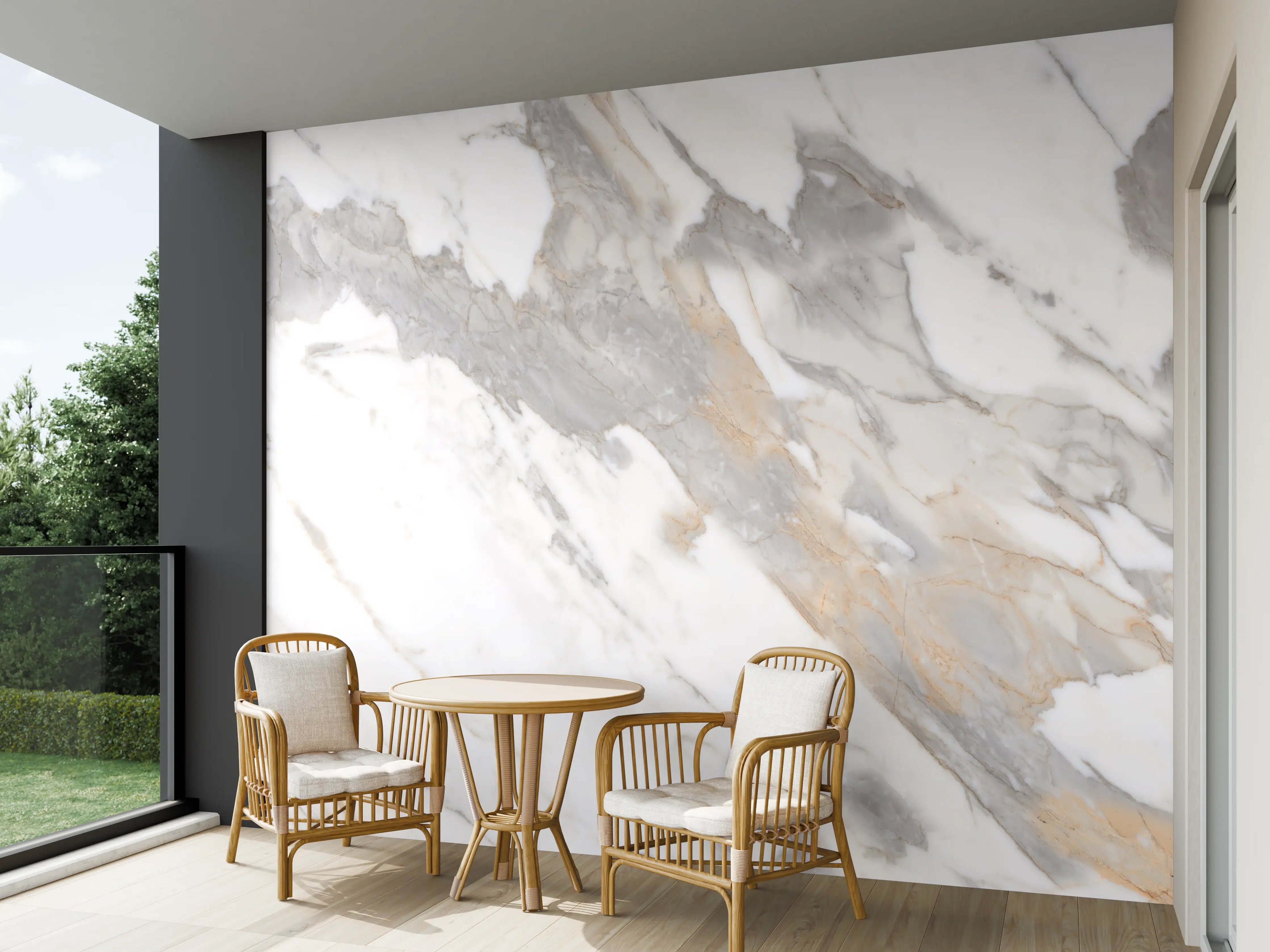 Wandverkleidung außen - Grau-beiger abstrakter Marmor