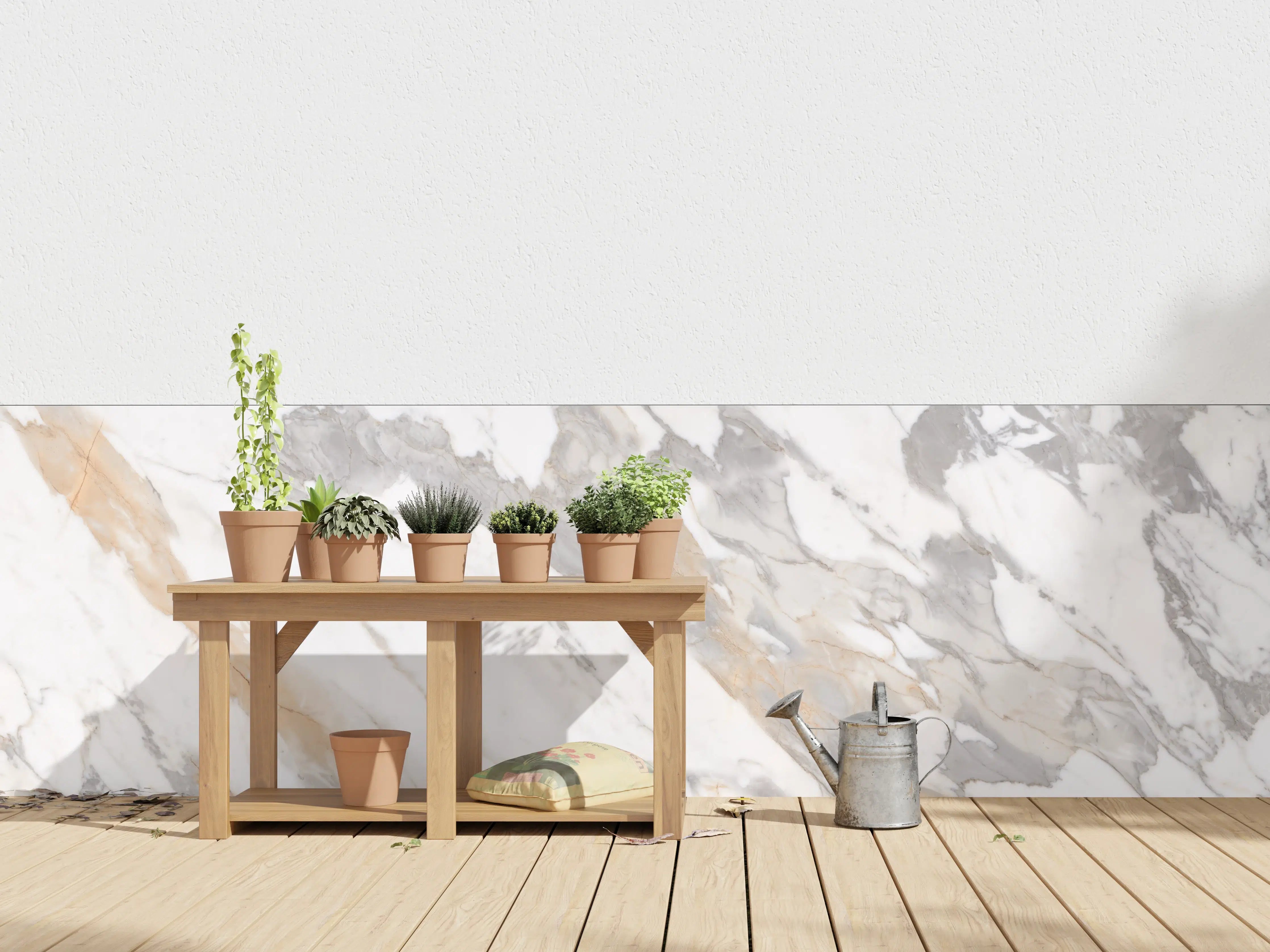 Wandverkleidung außen - Grau-beiger abstrakter Marmor