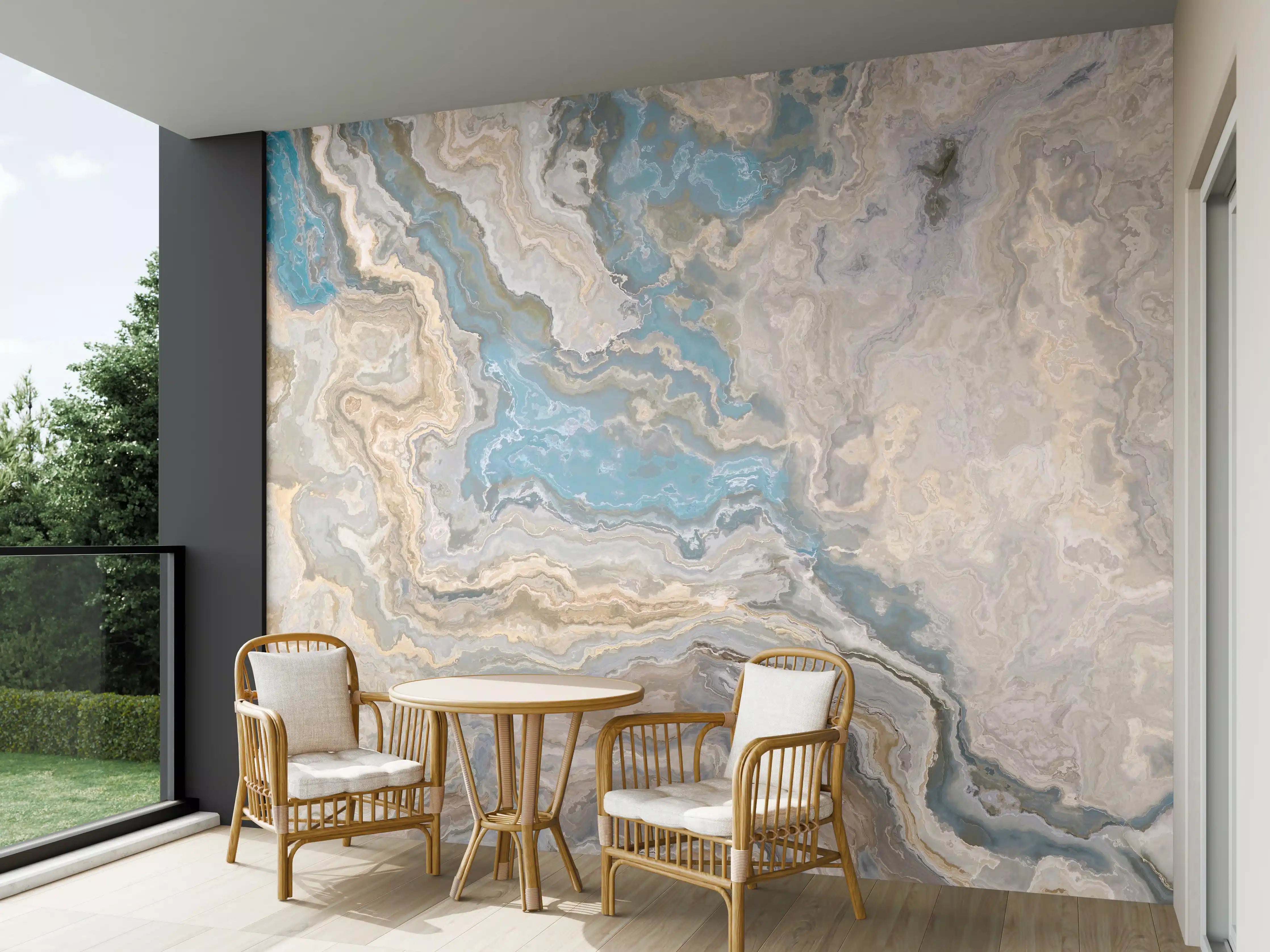 Wandverkleidung außen - Grau-weiße Marmorzeichnung