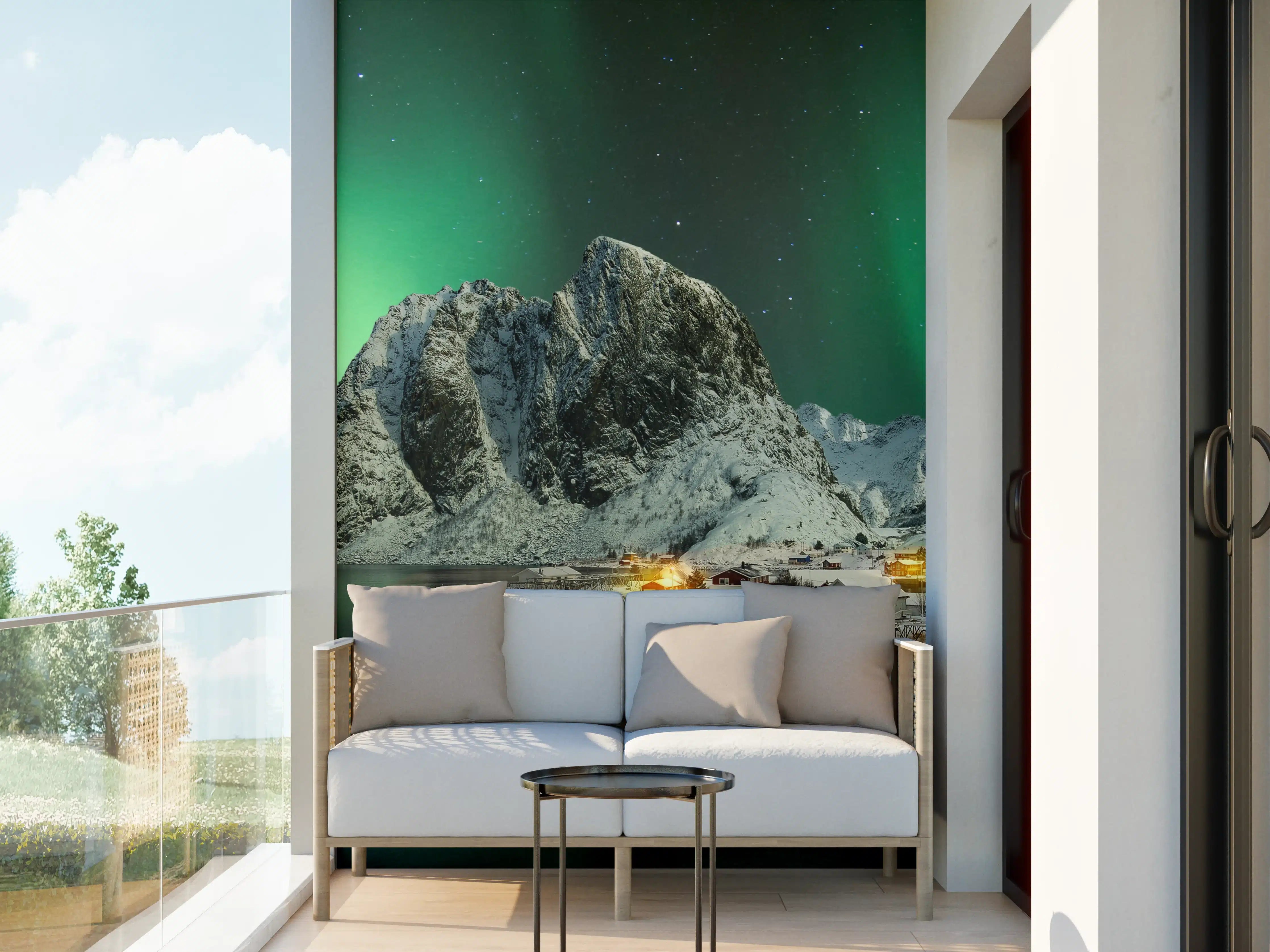 Wandverkleidung außen - Graue Aurora im Winterdorf